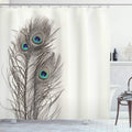 ABAKUHAUS Peacock Fabric Shower Curtain – Bohemian Exotic Bird Decor