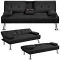 Yaheetech Black 3-in-1 Convertible Sofa Bed with Cup Holder Adjustable Back - image 1