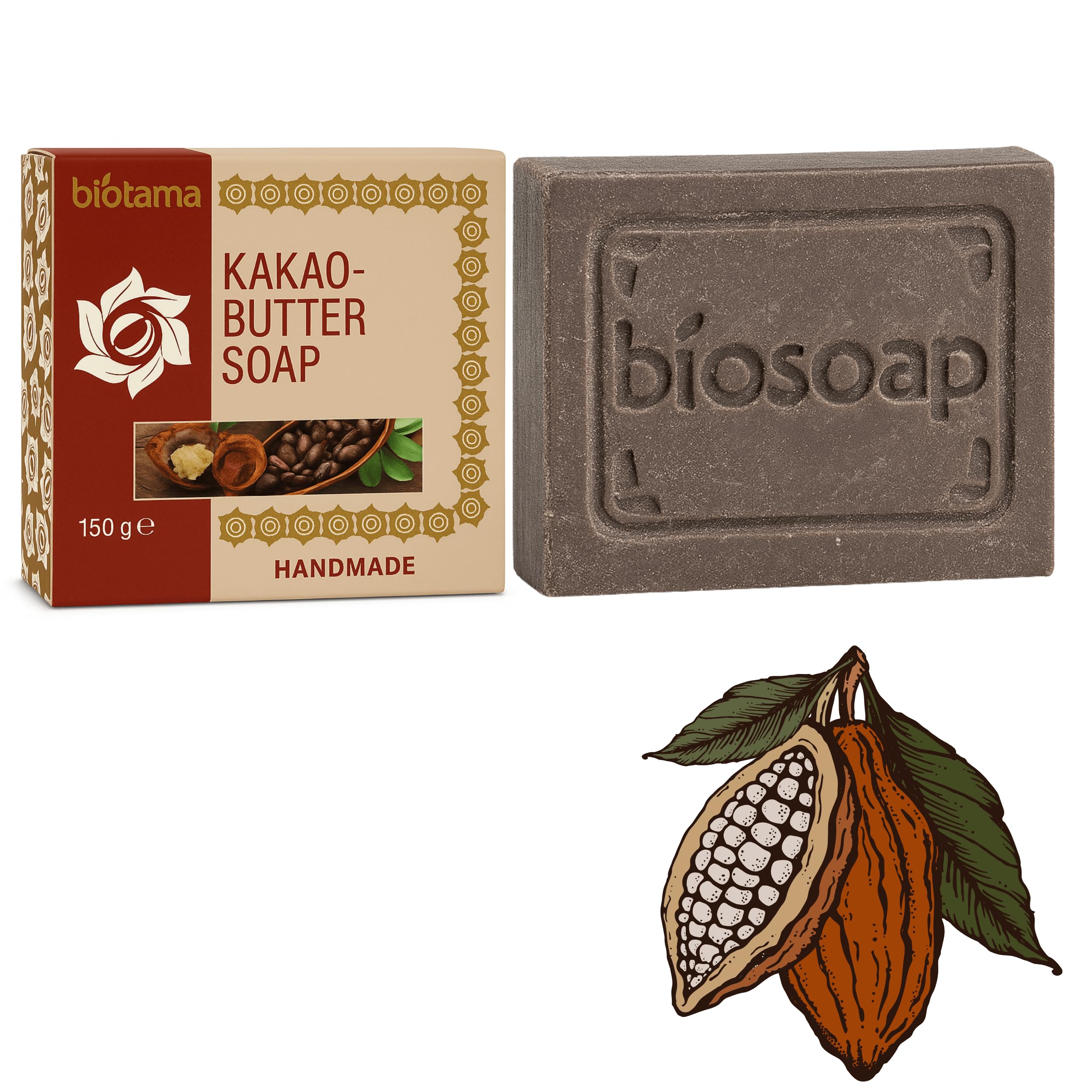 Jolof Store Handmade Cocoa Butter Soap – Natural Plastic-Free Body Care 150g