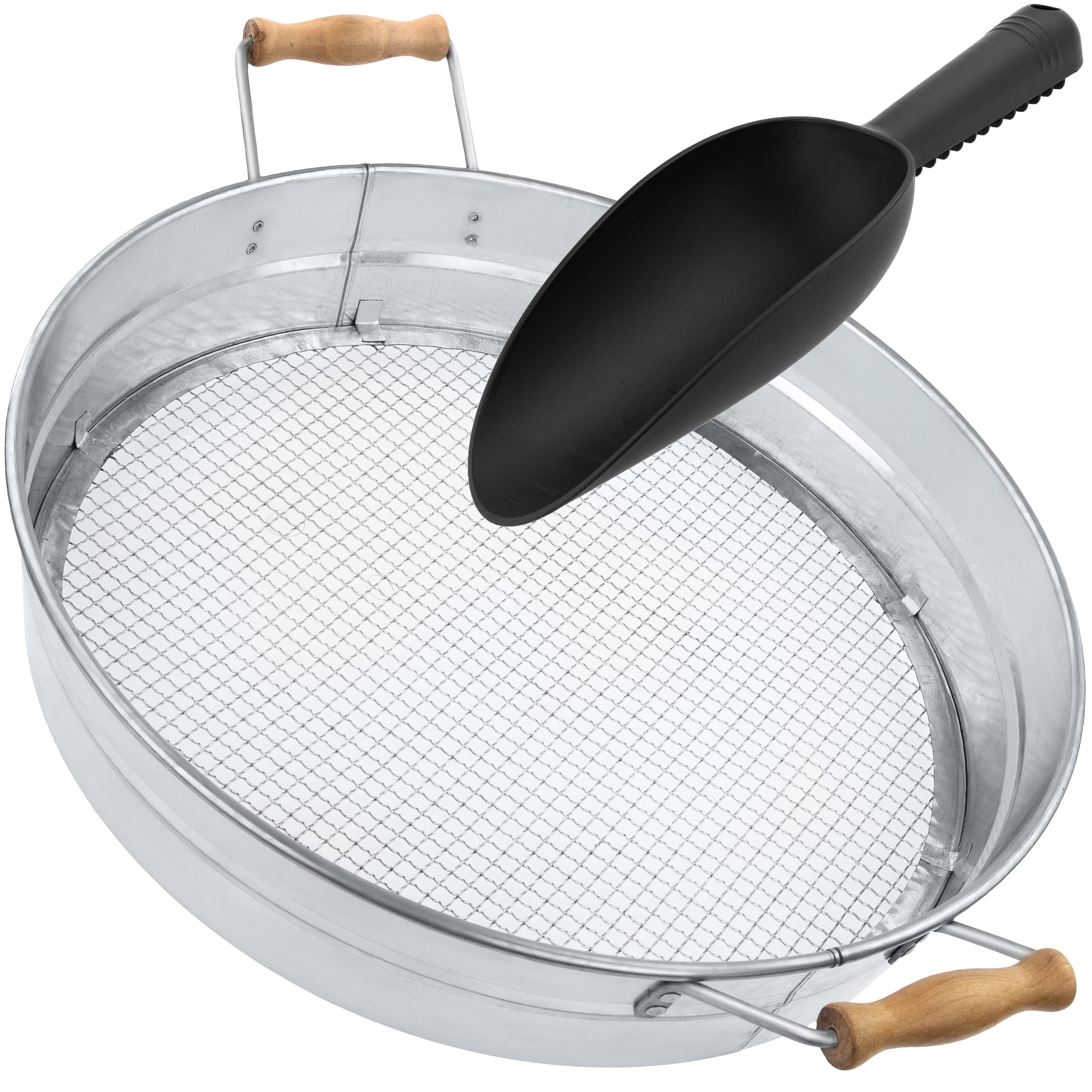 IDSWorld Galvanized Garden Sieve – Soil Shifter with Wooden Handles