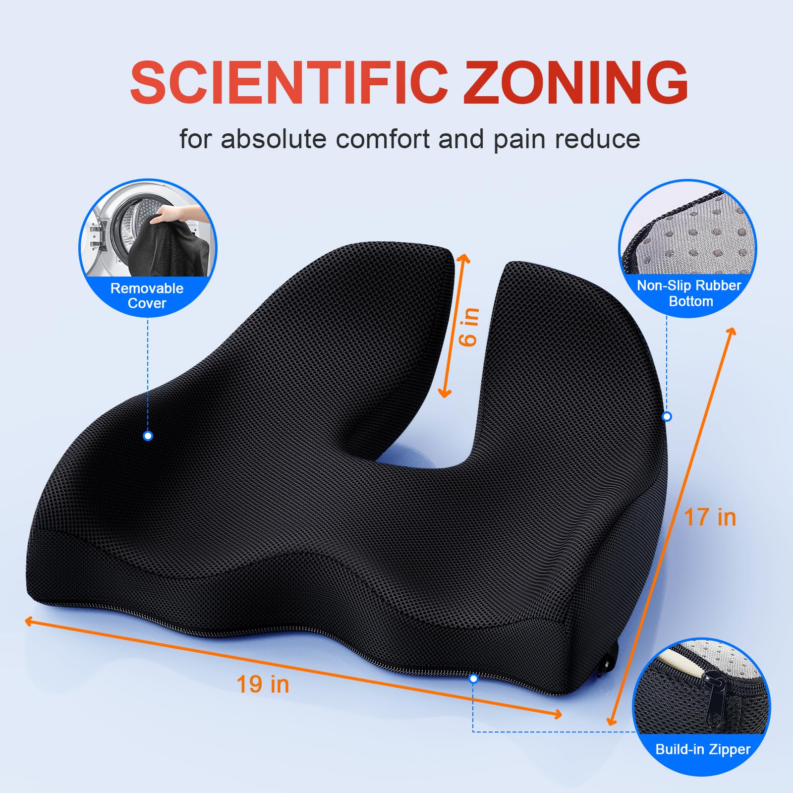Benazcap X-Large Memory Foam Seat Cushion for Office Chair – Black