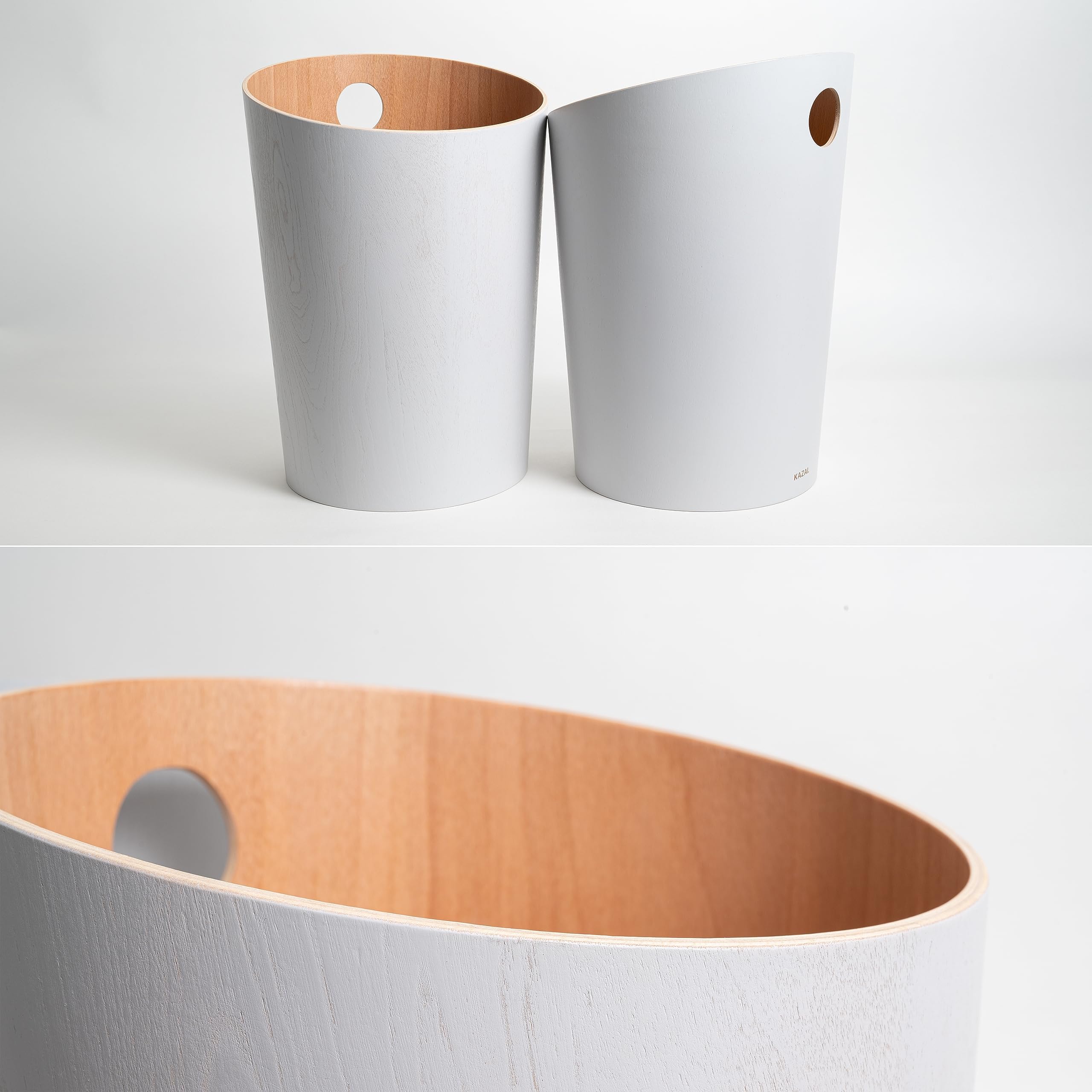 Kazai Bennet Real Wood Veneer Paper Bin – Oak Minimalist Waste Basket