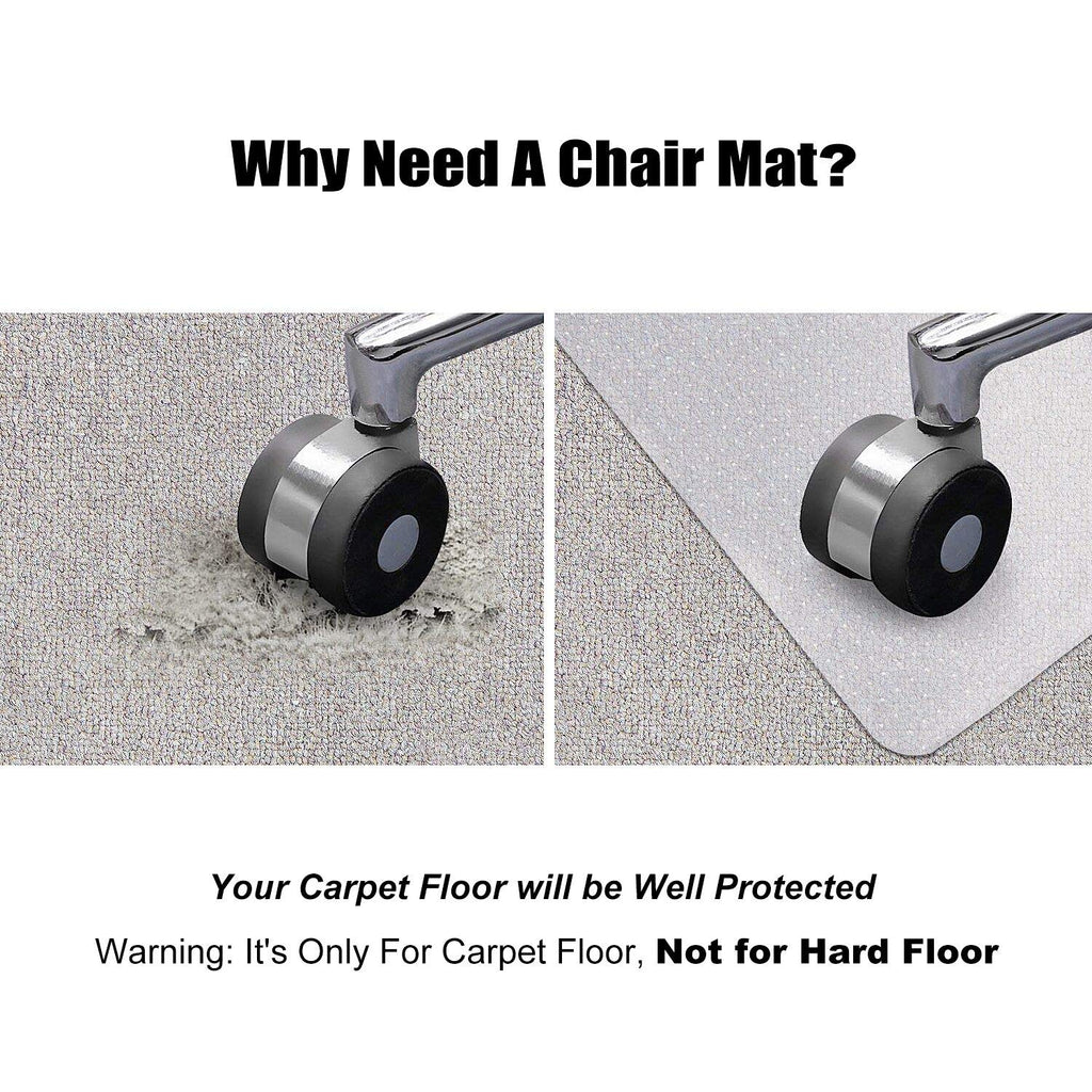 Kuyal Clear Carpet Chair Mat | 48" x 36" Studded PVC Floor Protector
