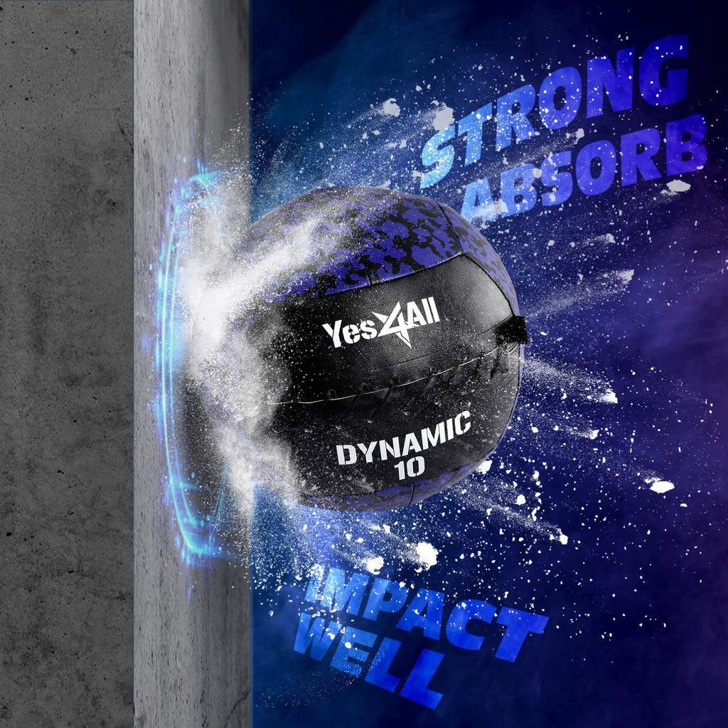 Yes4All 4.5 kg Dynamic Wall Ball - Soft Medicine Ball, Camuflaje Azul