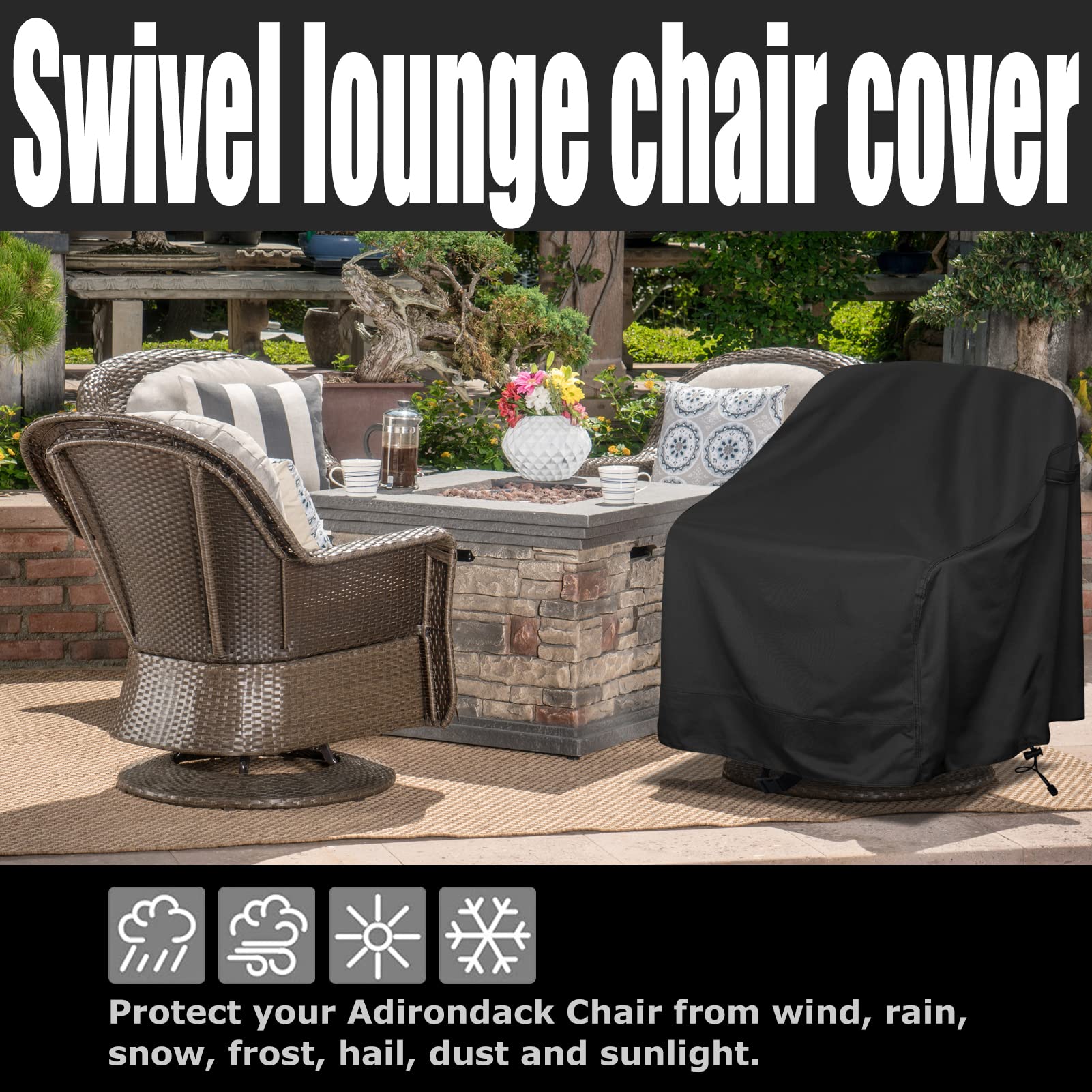 Jolof Store Swivel Lounge Chair Cover - 4 Pack Waterproof 420D Patio Cover
