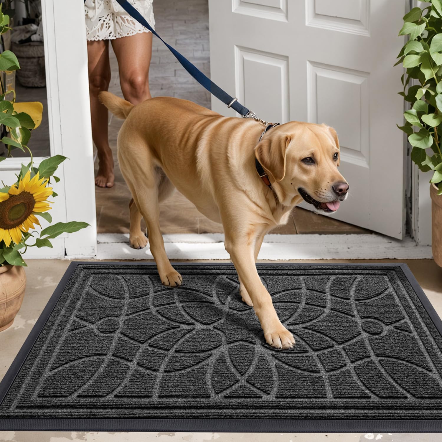 DEXI Door Mat | 60x90cm Heavy Duty Non-Slip Entrance Rug - Grey