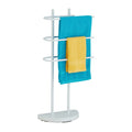 Relaxdays 3-Rail Standing Towel Rack | White Metal Bathroom Holder