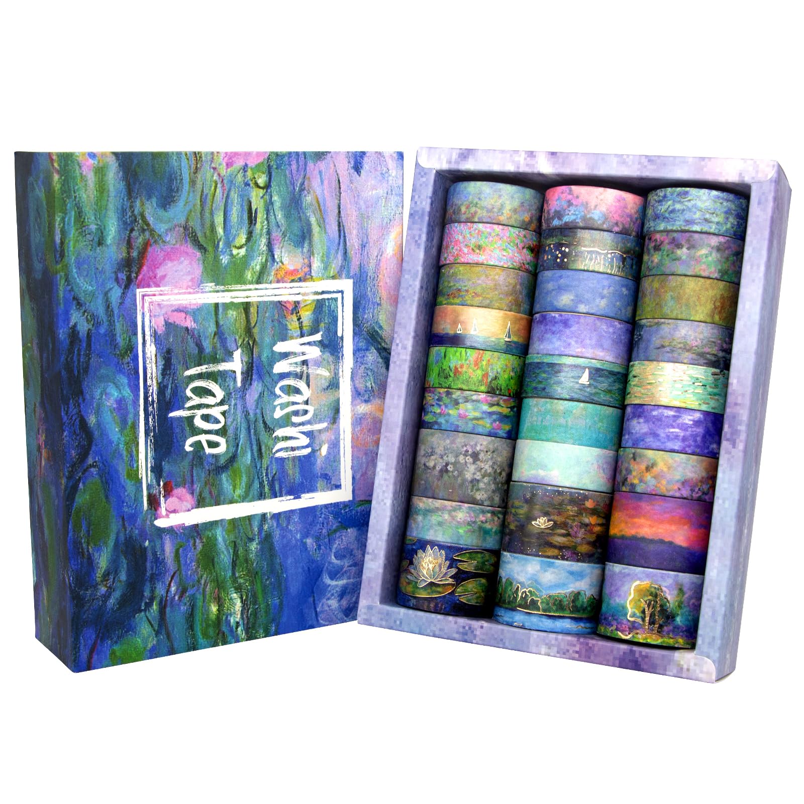 Forwaarss 27 Rolls Washi Tape Set – Monet Gold Foil Vintage Masking Tape