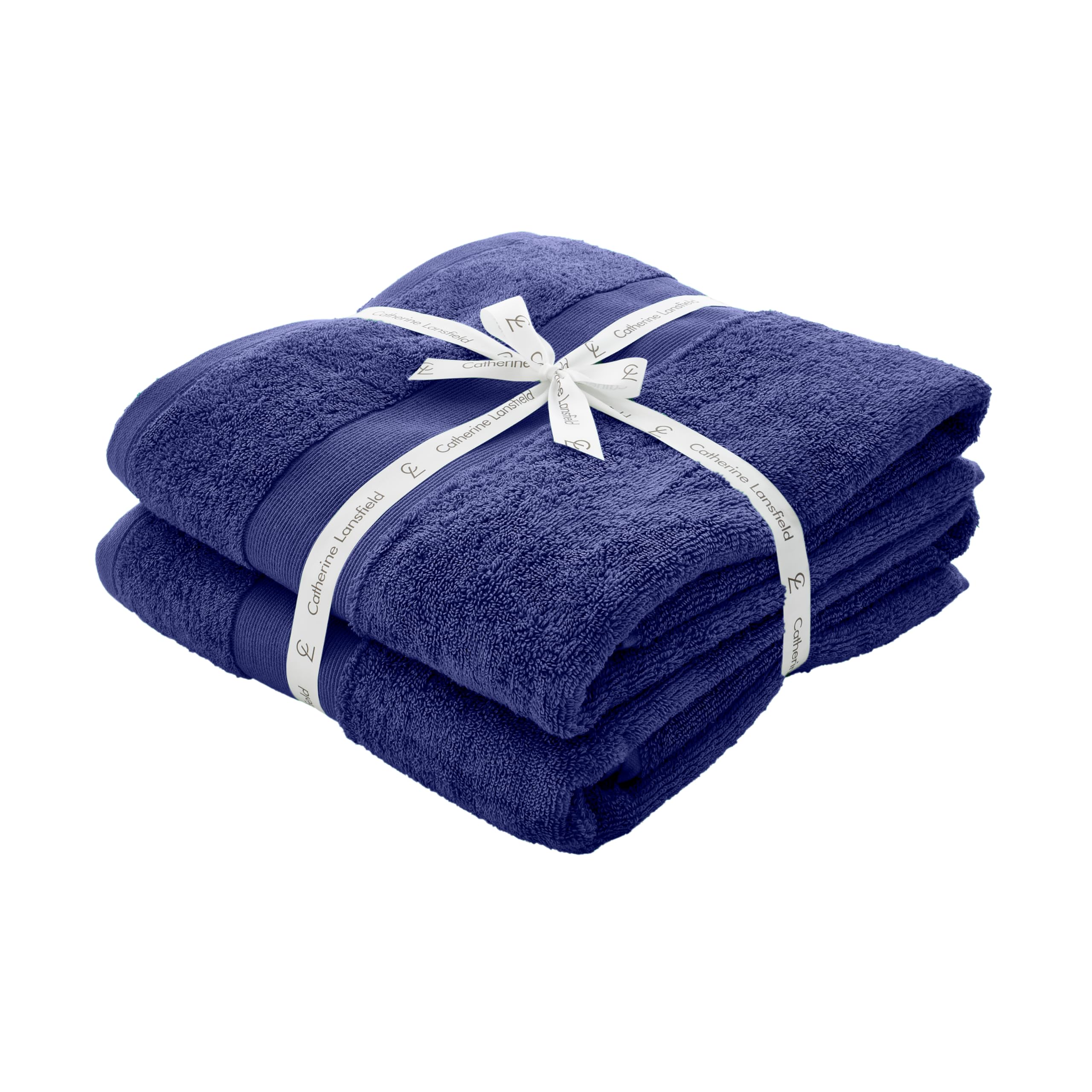 Catherine Lansfield Anti-Bacterial Cotton Bath Sheet Pair | Navy Blue