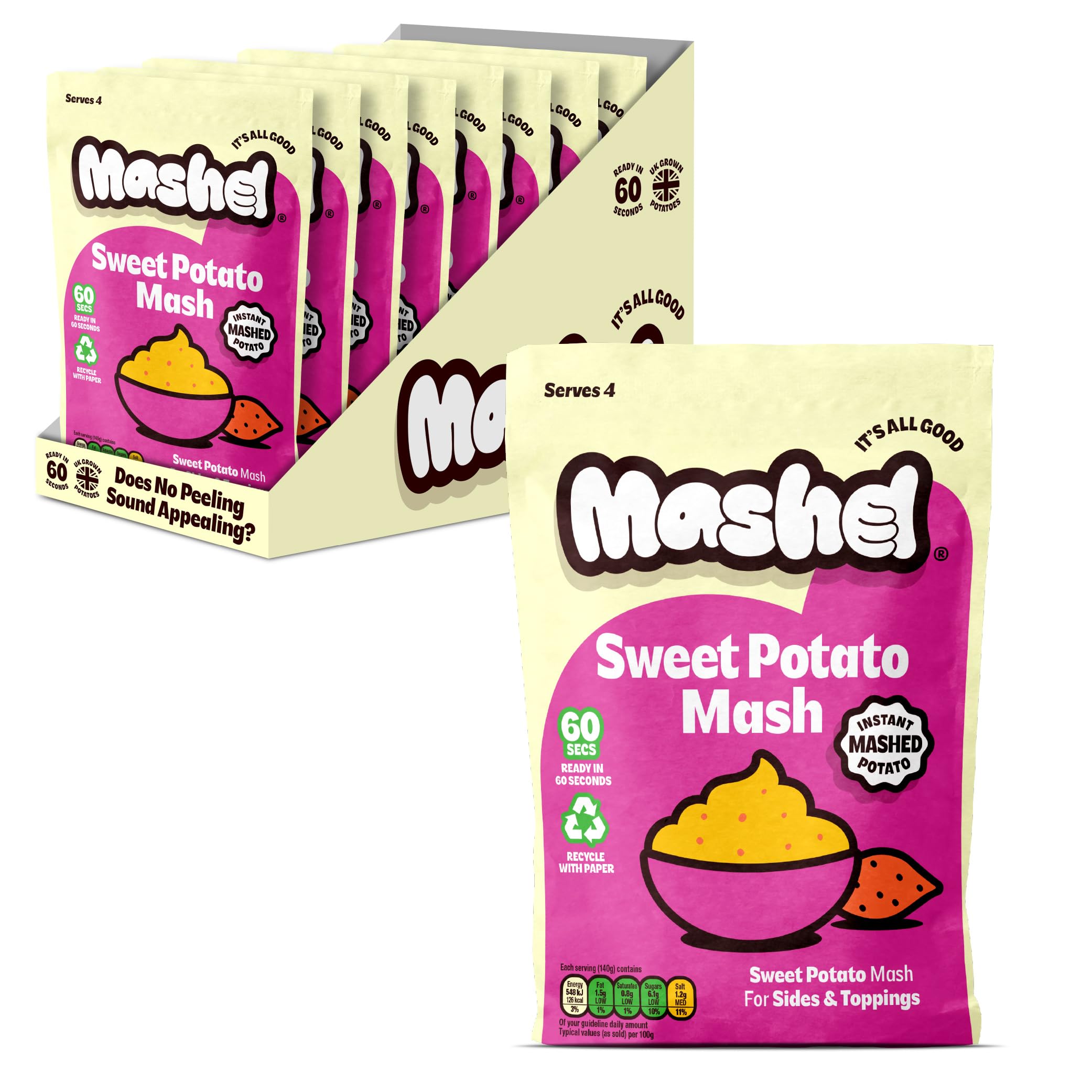 Sweet Potato Mash Pouch - Instant Side Dish - 8 x 140g