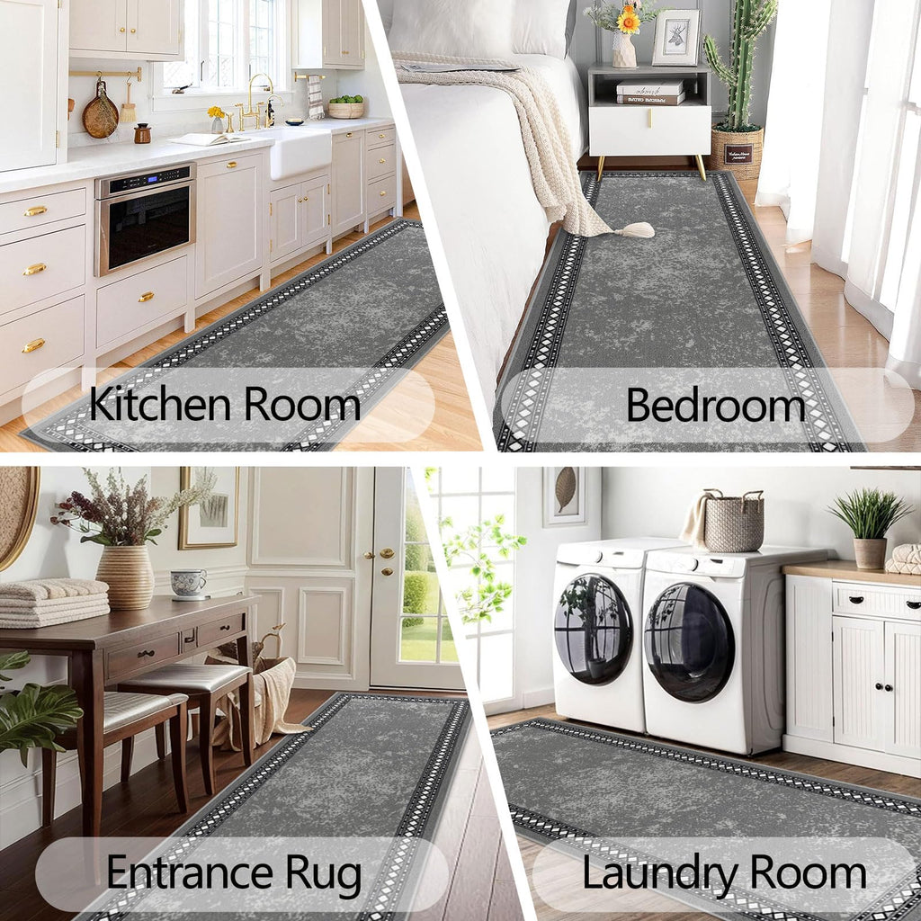 Homcomodar Hallway Runner Rug - 65x300cm Non-Slip Washable Nylon Carpet