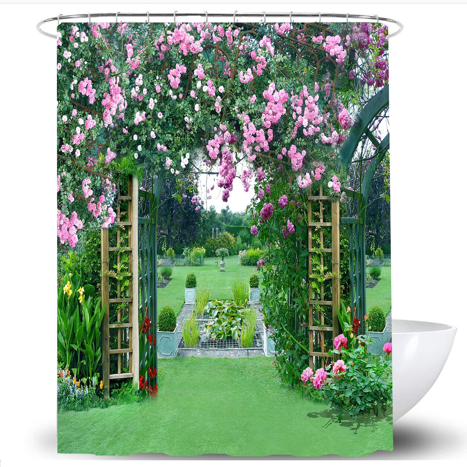 Jolof Store Floral Shower Curtain – Waterproof Polyester Fabric, 180x180cm