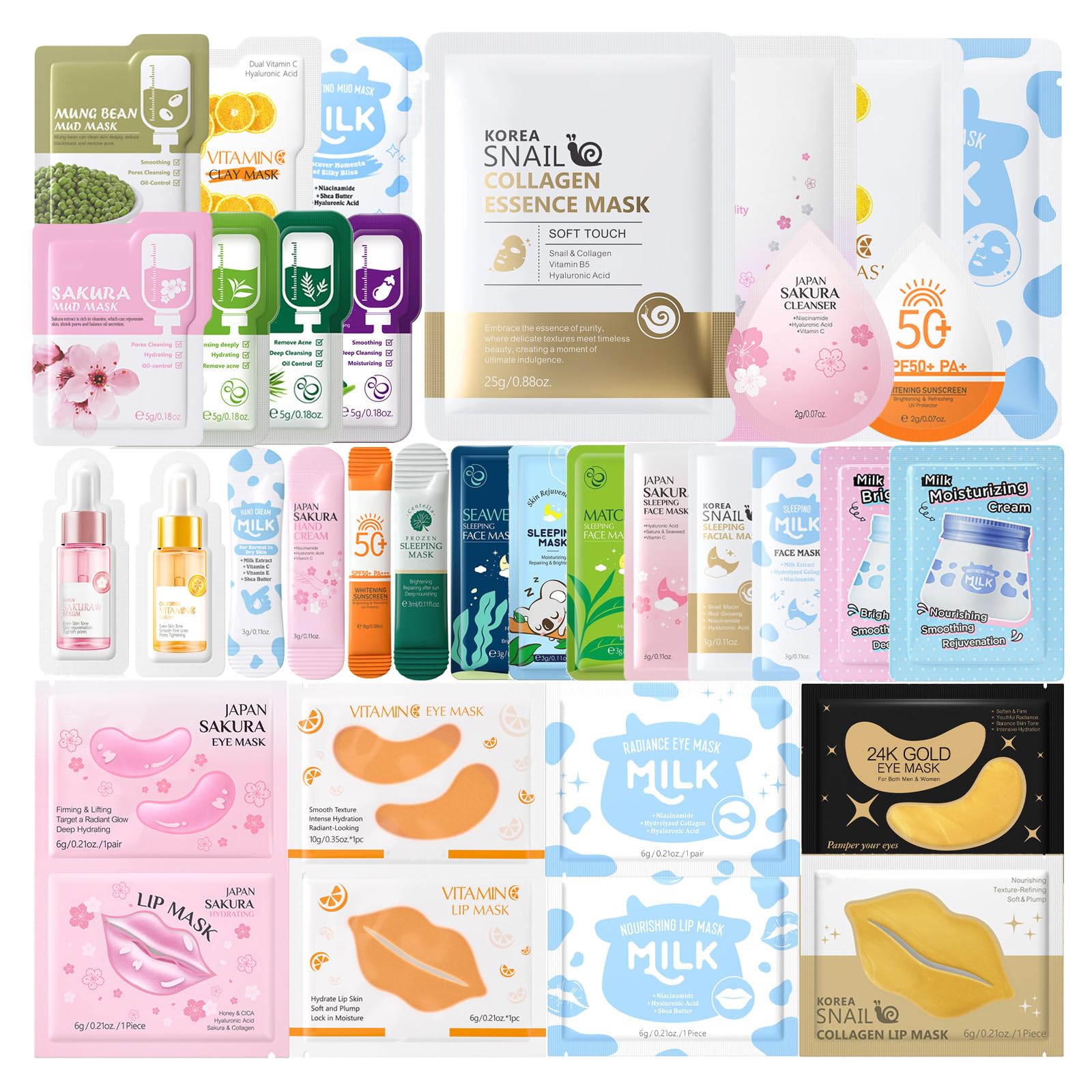 35-Piece Korean Skincare Gift Set – Hydrating Travel Pamper Kit
