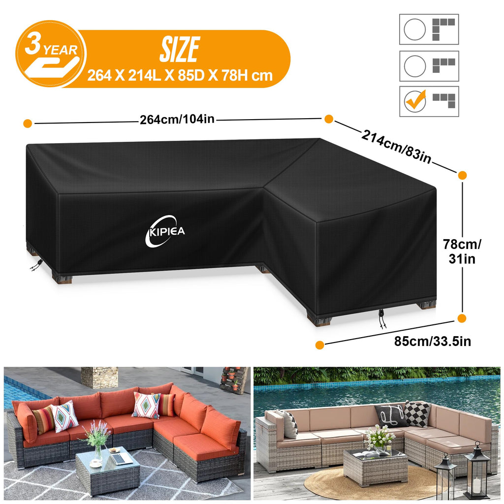 Kipiea L-Shaped Garden Furniture Cover | 420D Waterproof Oxford Fabric
