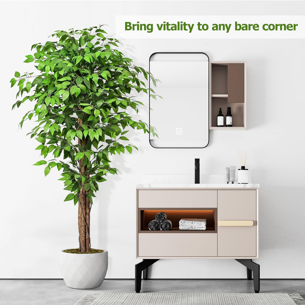 Keeplush 6ft Artificial Ficus Tree | Lifelike Silk Plant with Curved Trunks