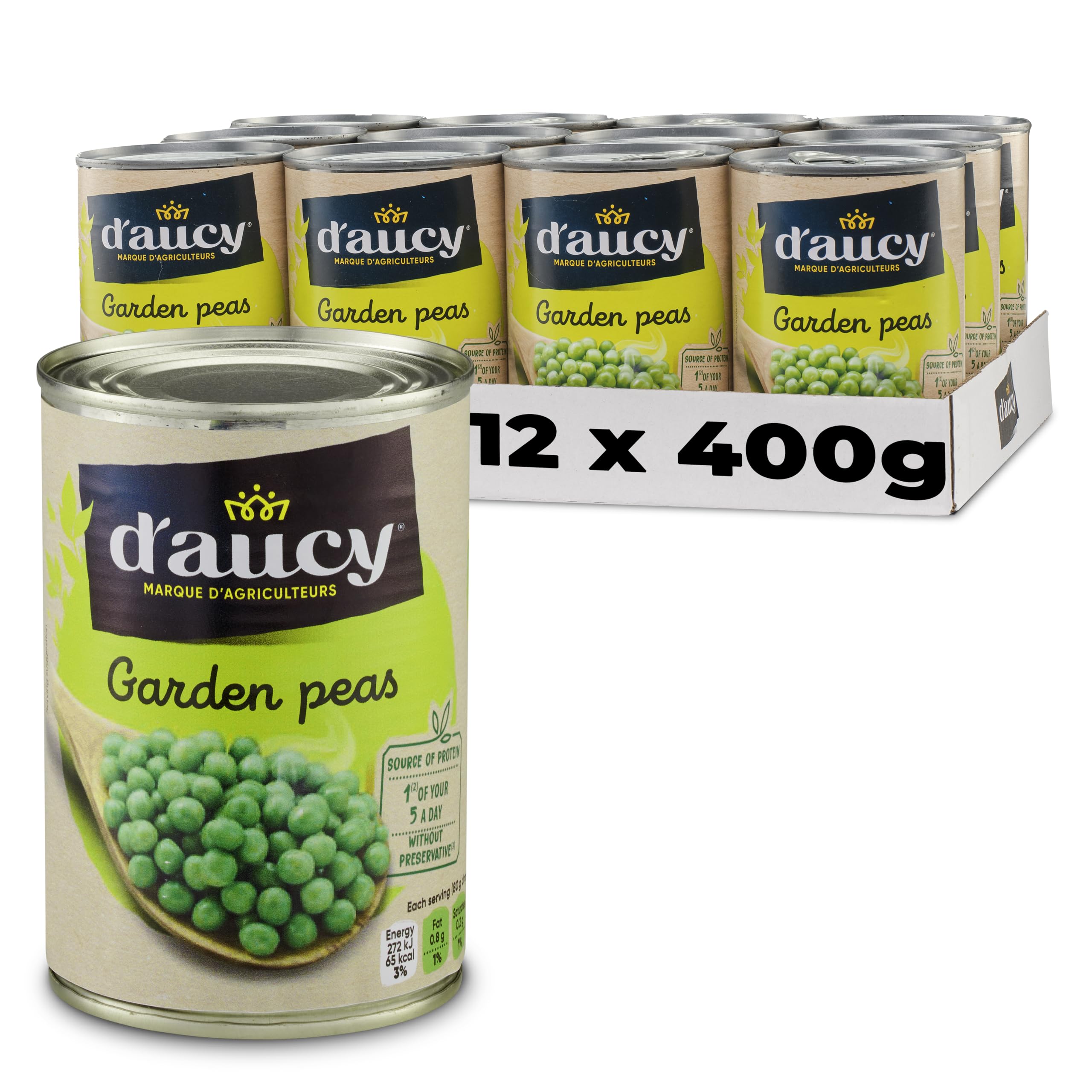 D'Aucy Garden Peas – Canned Vegetables – 400g (Pack of 12)
