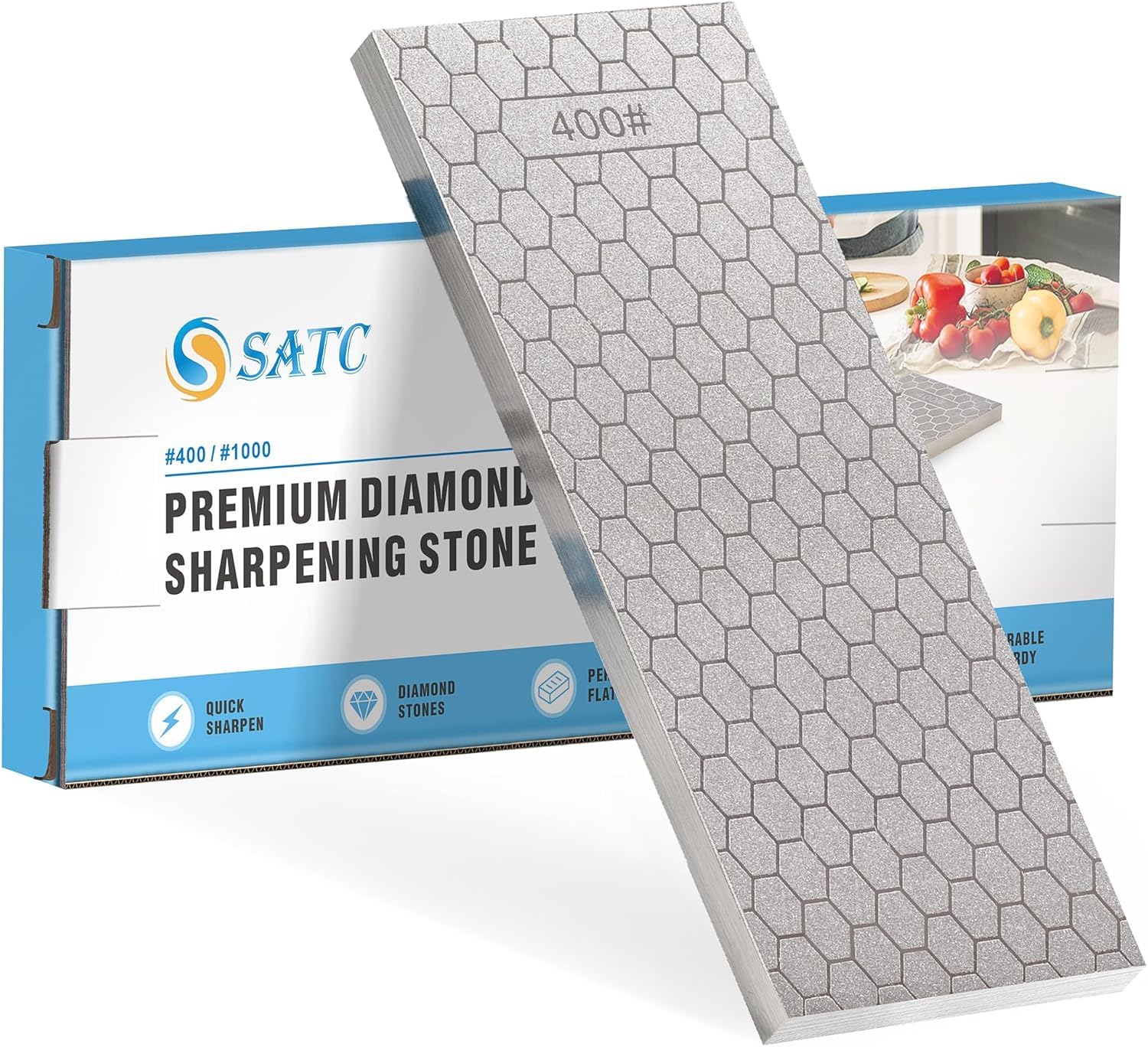 SATC Diamond Sharpening Stone | 400/1000 Grit Honing Kit for Chisels