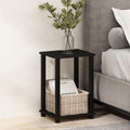 Furinno Simplistic 2-Tier Nightstand – Compact Wood Bedside Table, Espresso
