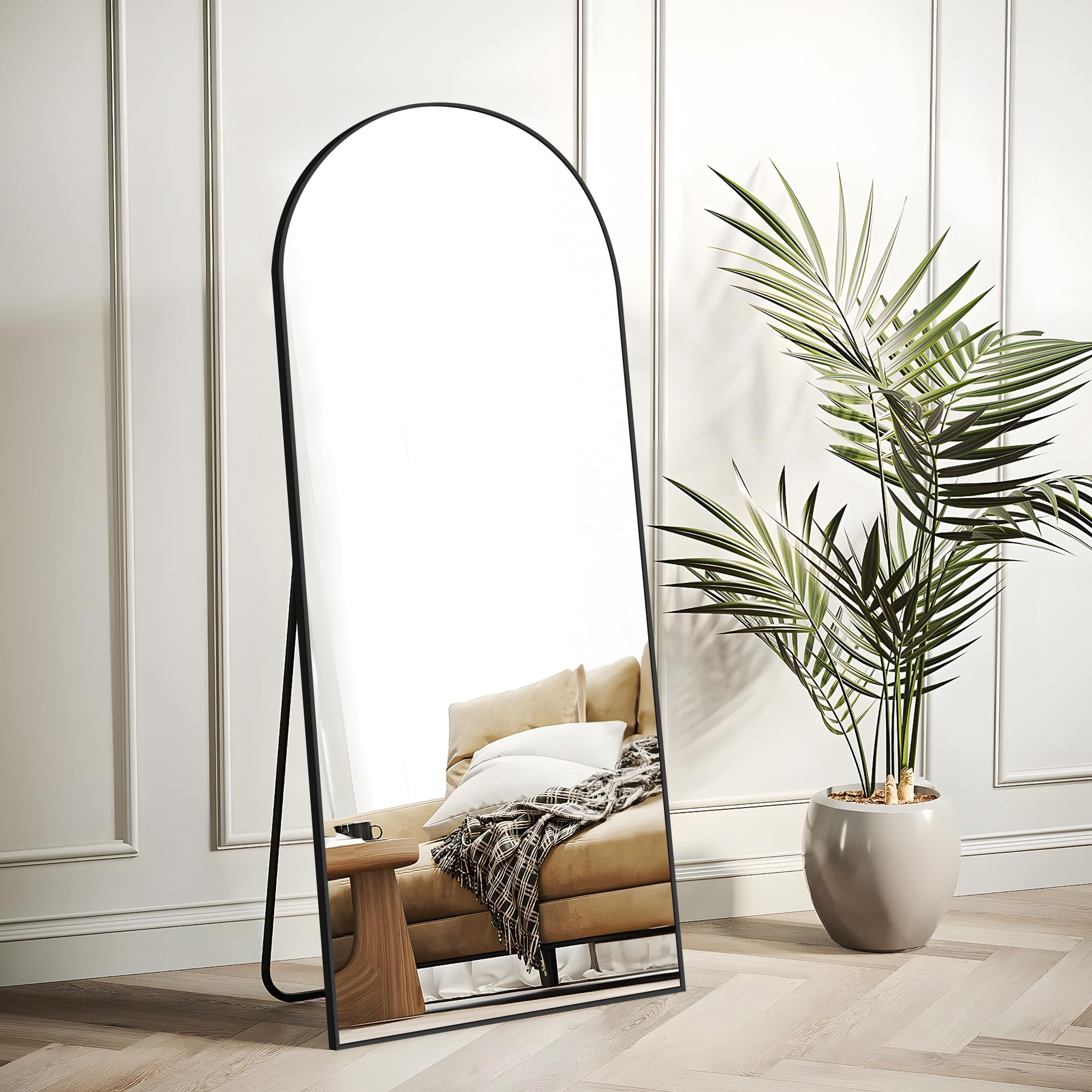 COFENY Full Length Arch Mirror | 165x60cm Black Aluminum Floor Mirror