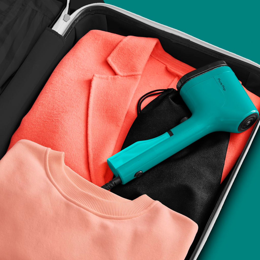 Tefal Pure Pop Handheld Garment Steamer – Slim Travel Iron in Teal Green