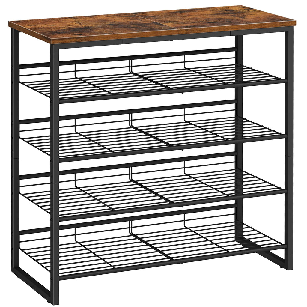 HOOBRO 5-Tier Shoe Rack – Industrial Metal Storage Shelf for 20 Pairs