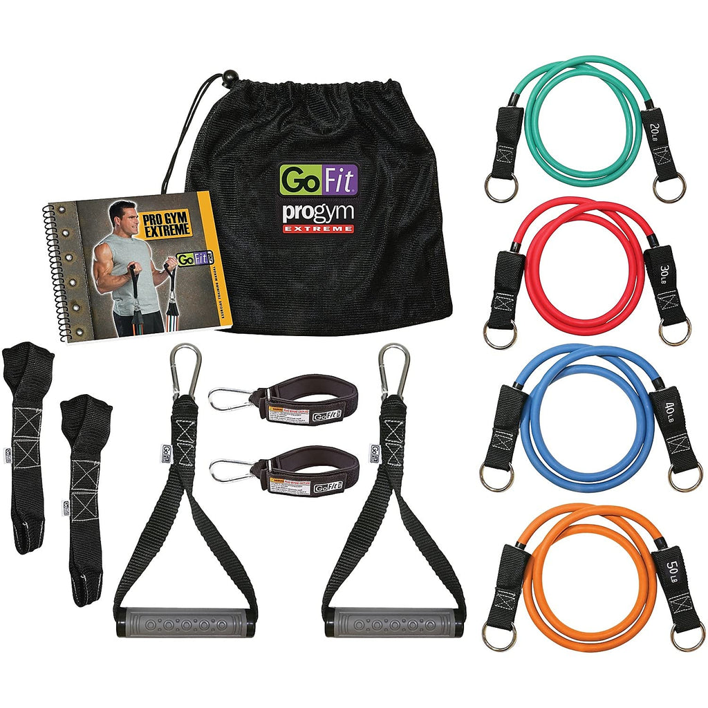 GoFit Extreme Pro Gym Set – 4 Resistance Tubes with Handles and Bag