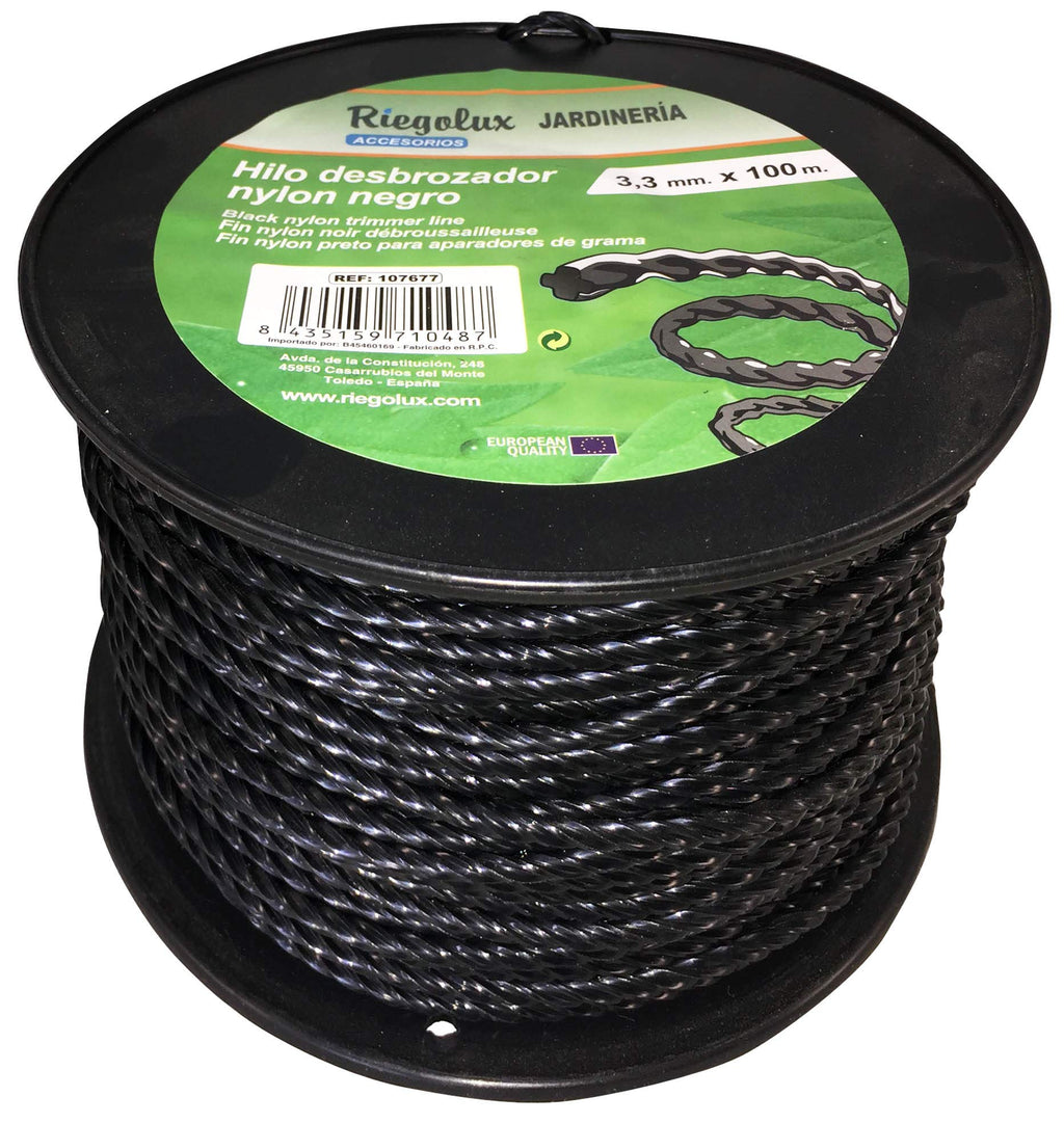 Riegolux Black Helicoidal Nylon Trimmer Thread - 3.3mm x 100m Line