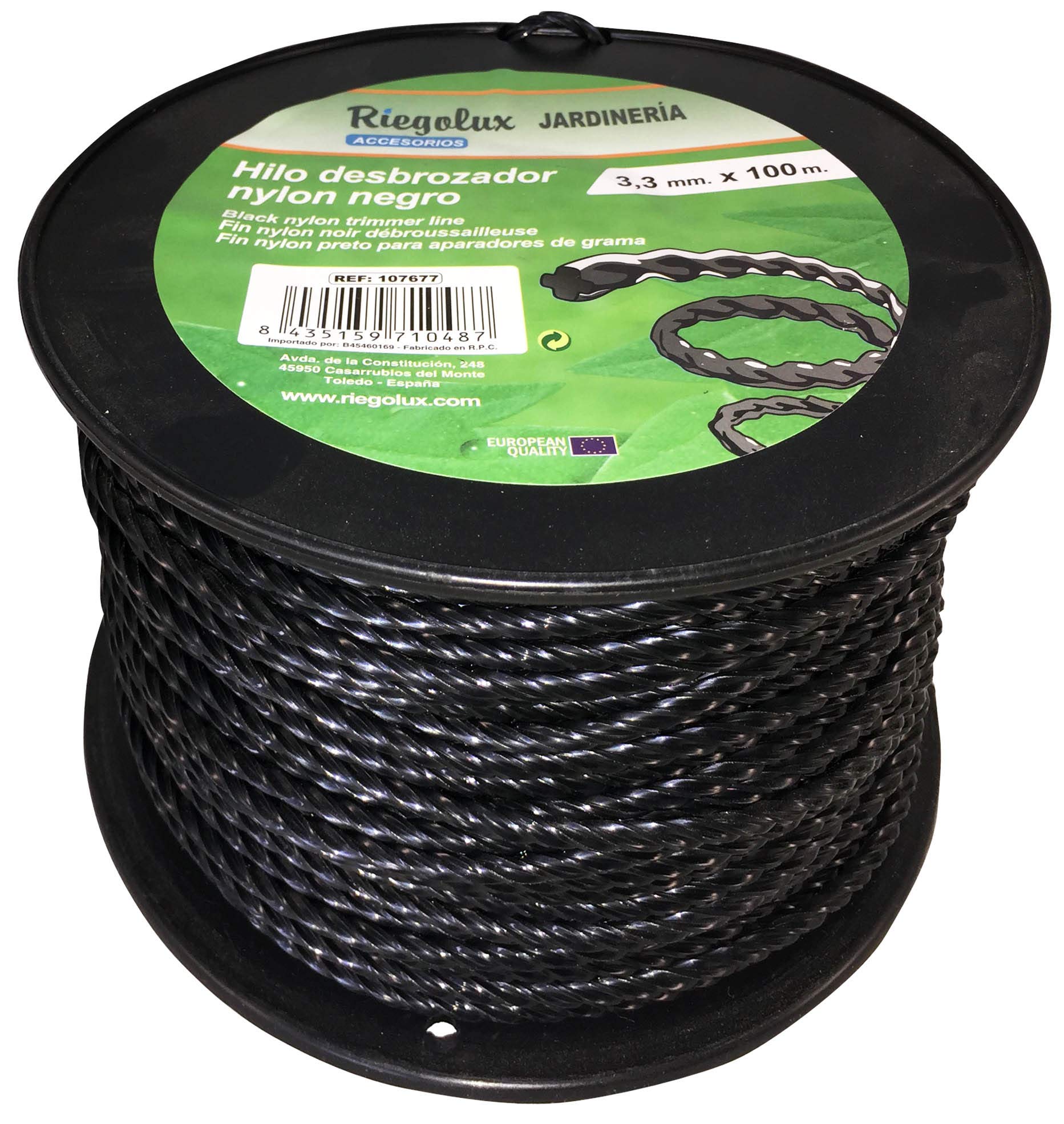 Riegolux Black Helicoidal Nylon Trimmer Thread - 3.3mm x 100m Line