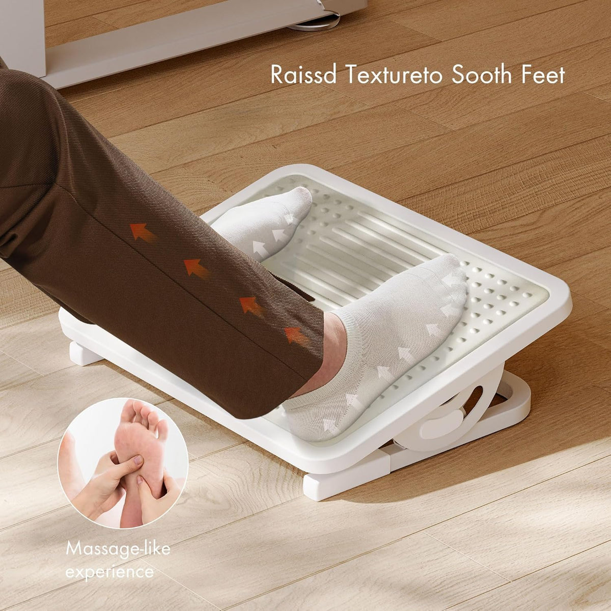EUREKA ERGONOMIC Adjustable Footrest with Massage Surface, Office Desk Footstool for Office and Home, Light Grey - image 2