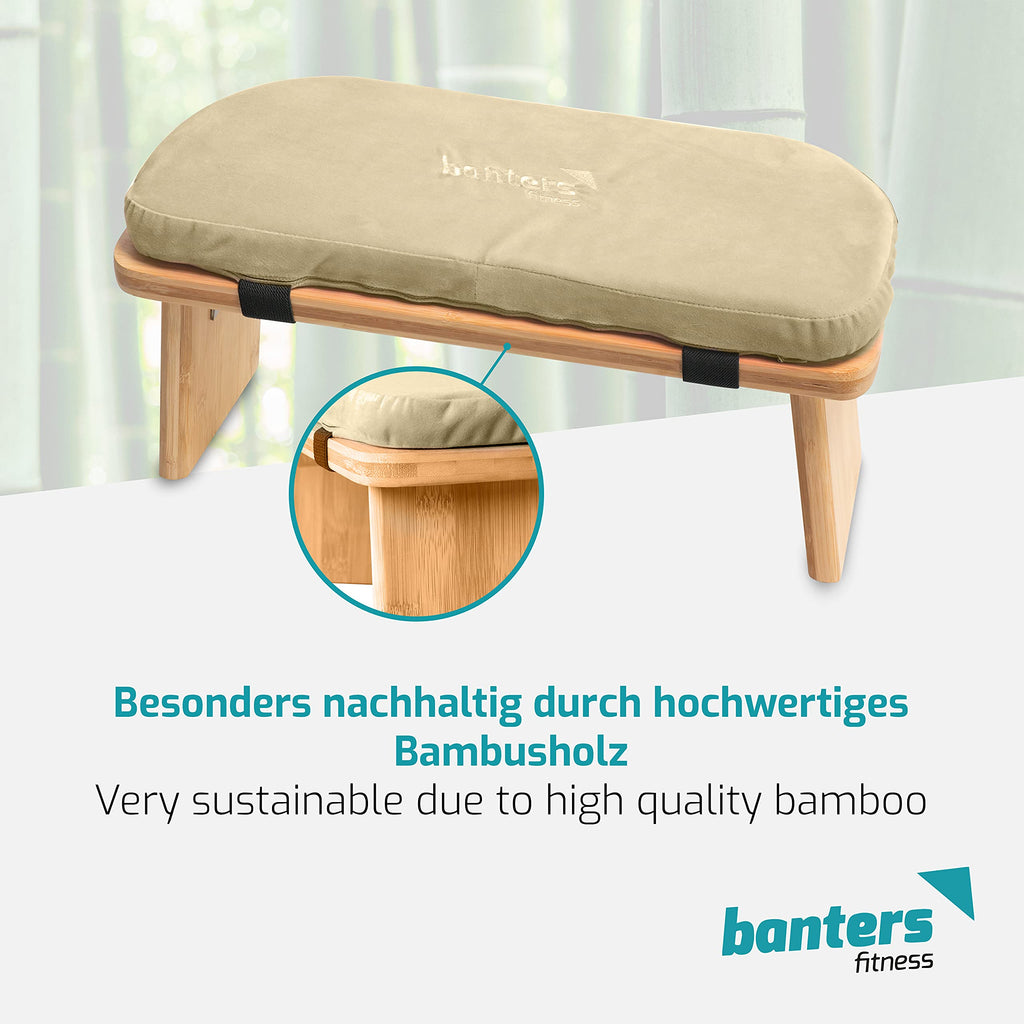 Banters Foldable Bamboo Meditation Bench – Ergonomic Kneeling Stool, Beige