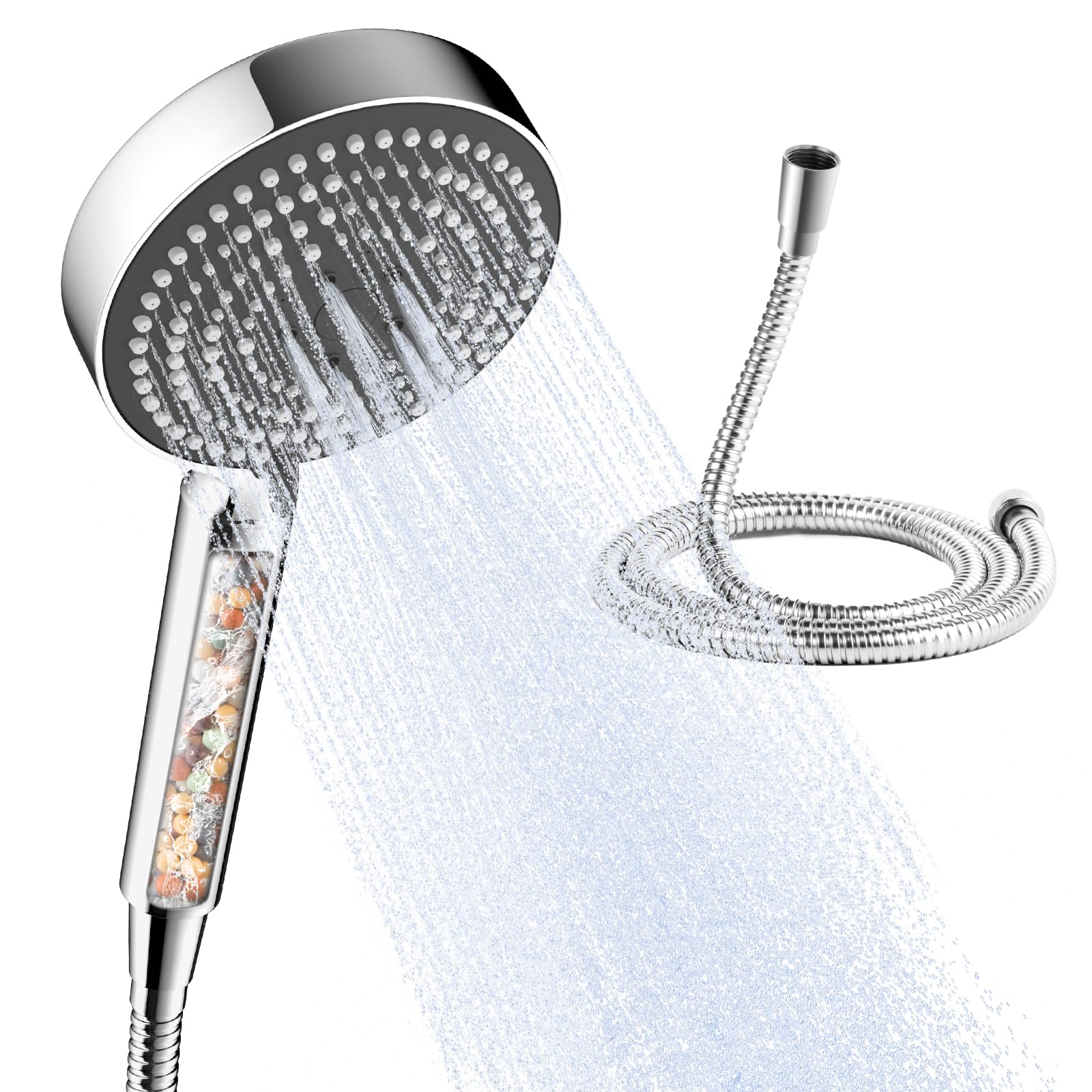 OFFO Filtered Shower Head with Hose | 20-Stage High Pressure - Grey