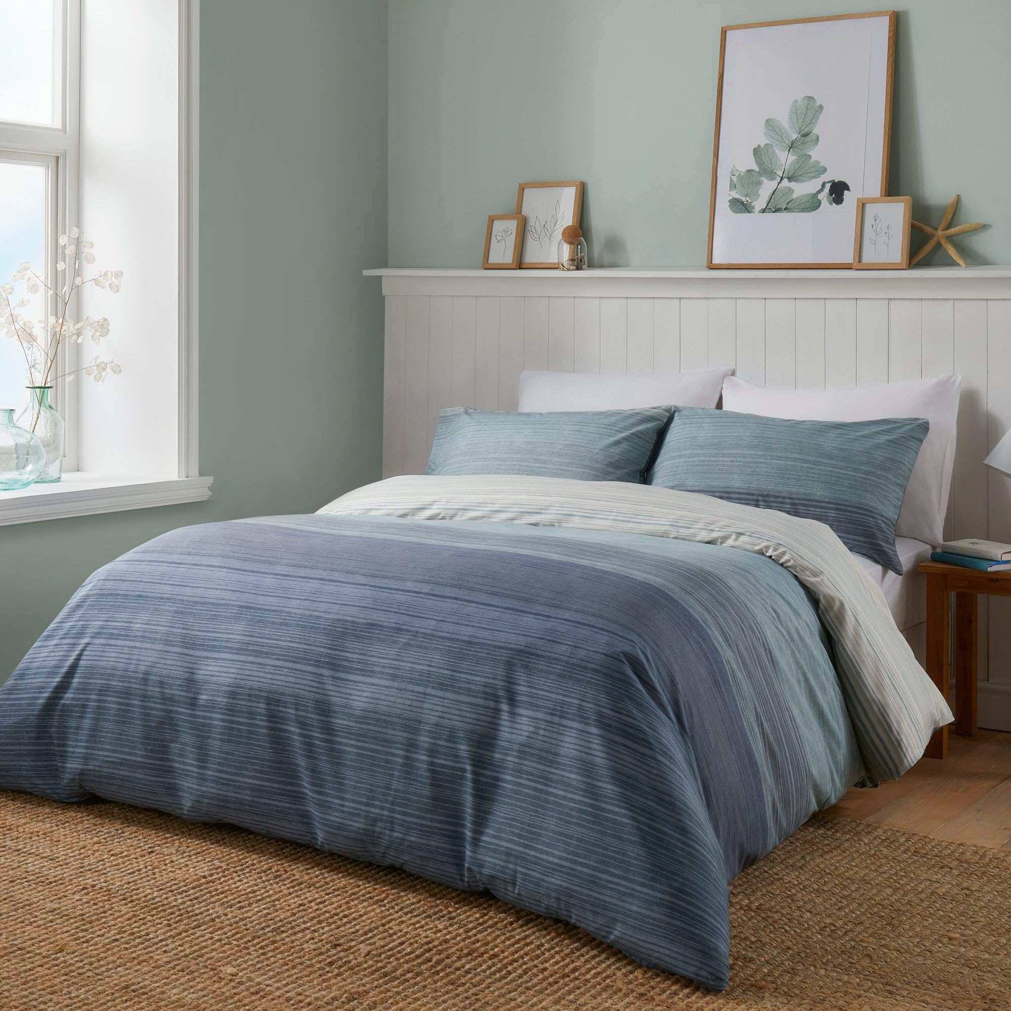 Fusion Ombre Striped Blue Duvet Cover – Super King Polycotton Bedding