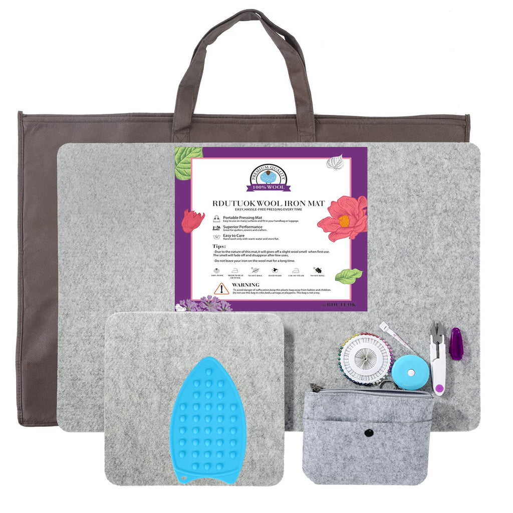 Rdutuok 100% Wool Pressing Mat for Quilting – 2-Piece Ironing Pad Kit