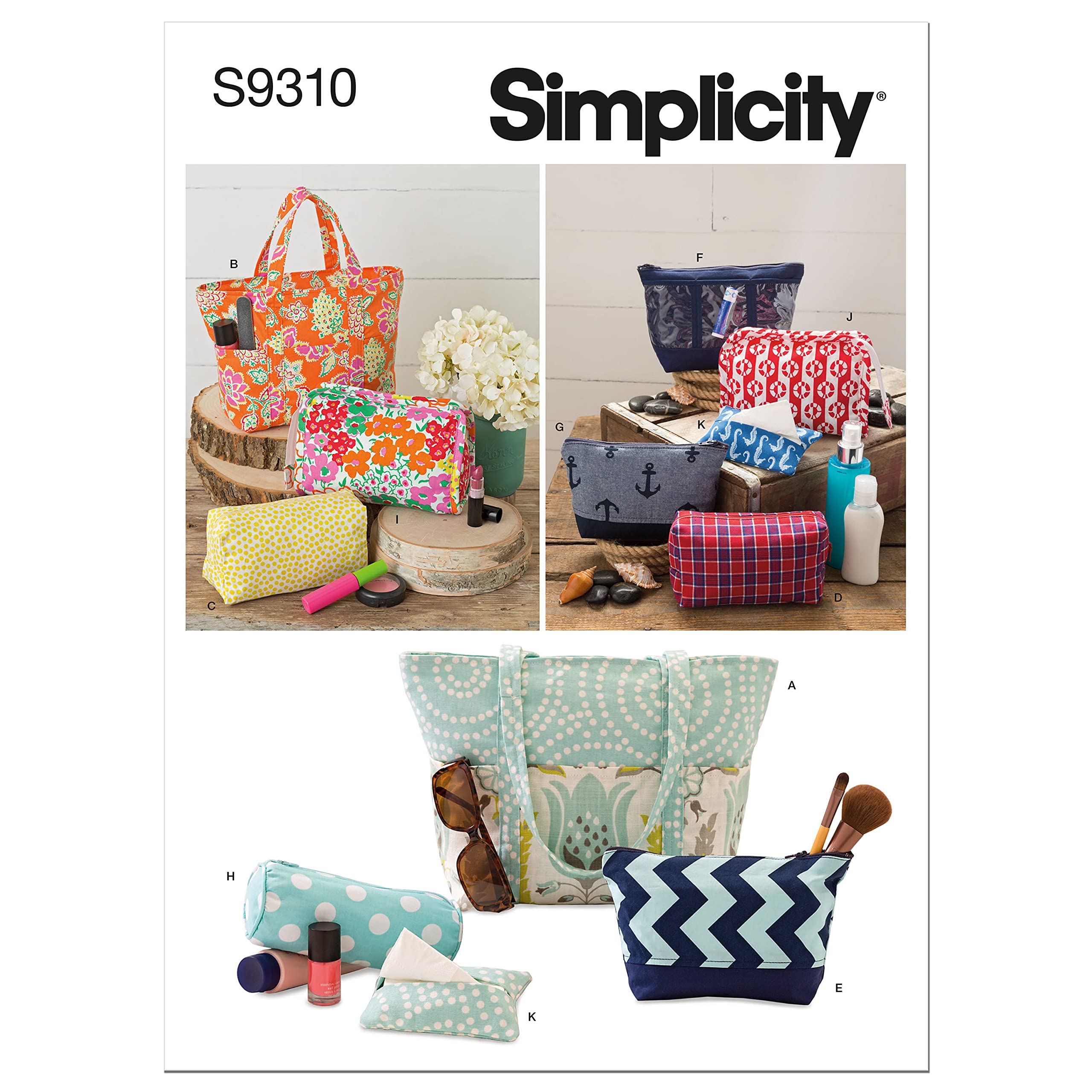 Simplicity SS9310 Sewing Patterns | Totes and Cosmetic Bags Kit