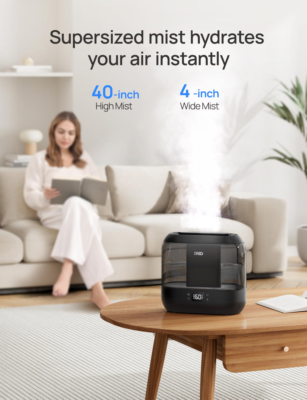Dreo Smart Cool Mist Humidifier | 4L Ultrasonic Oil Diffuser for Bedroom