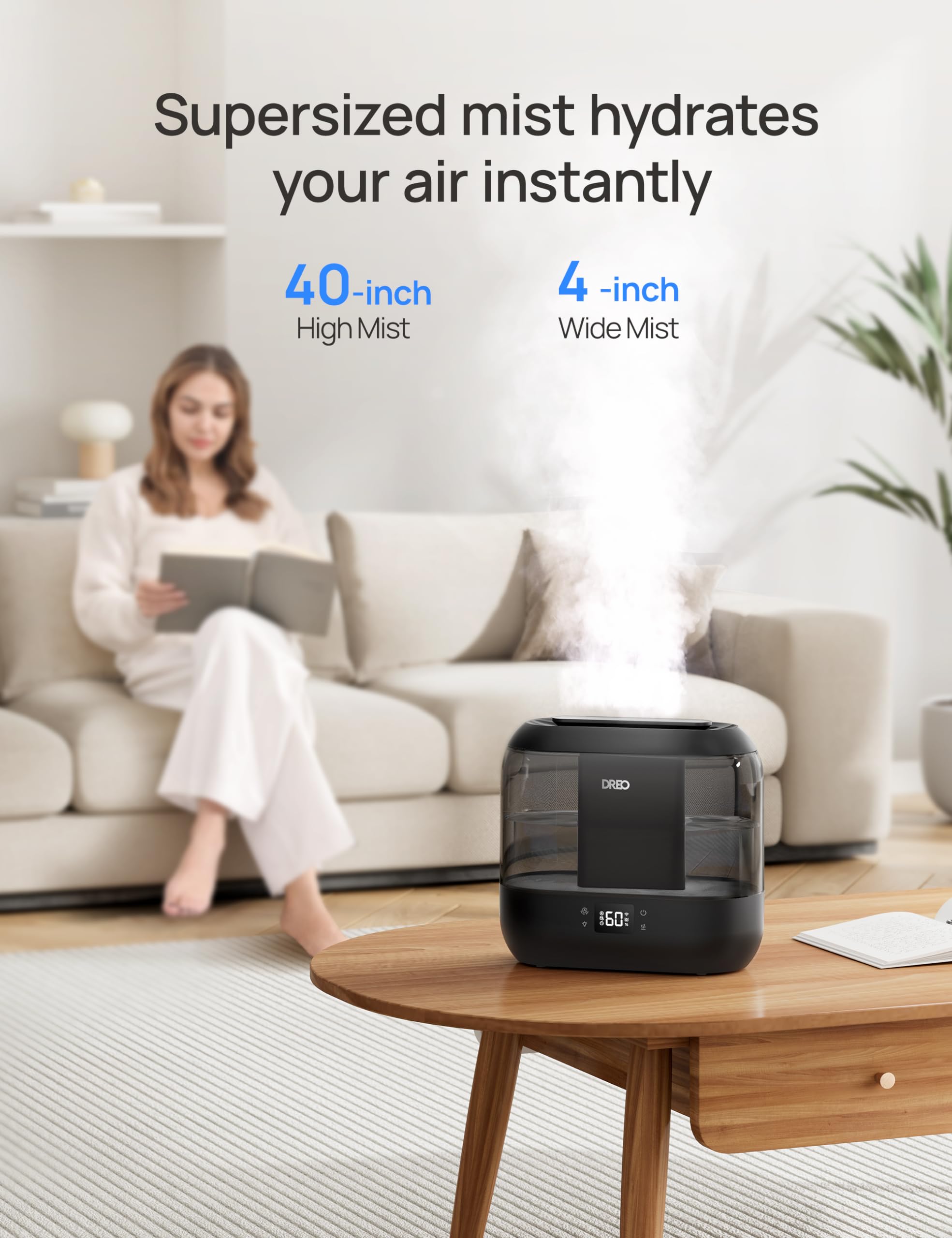 Dreo Smart Cool Mist Humidifier | 4L Ultrasonic Oil Diffuser for Bedroom