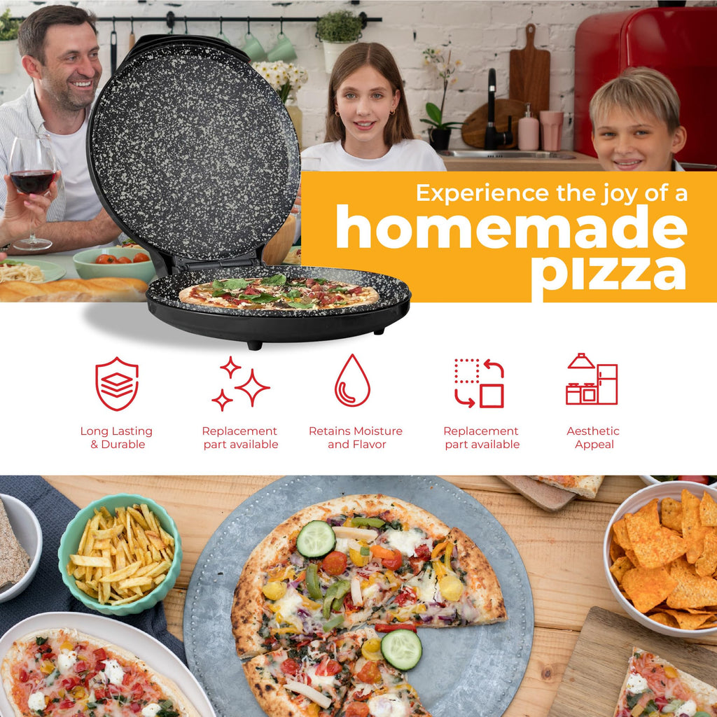 MisterChef 12 Inch Electric Pizza Maker – 1450W Nonstick Ceramic Plates