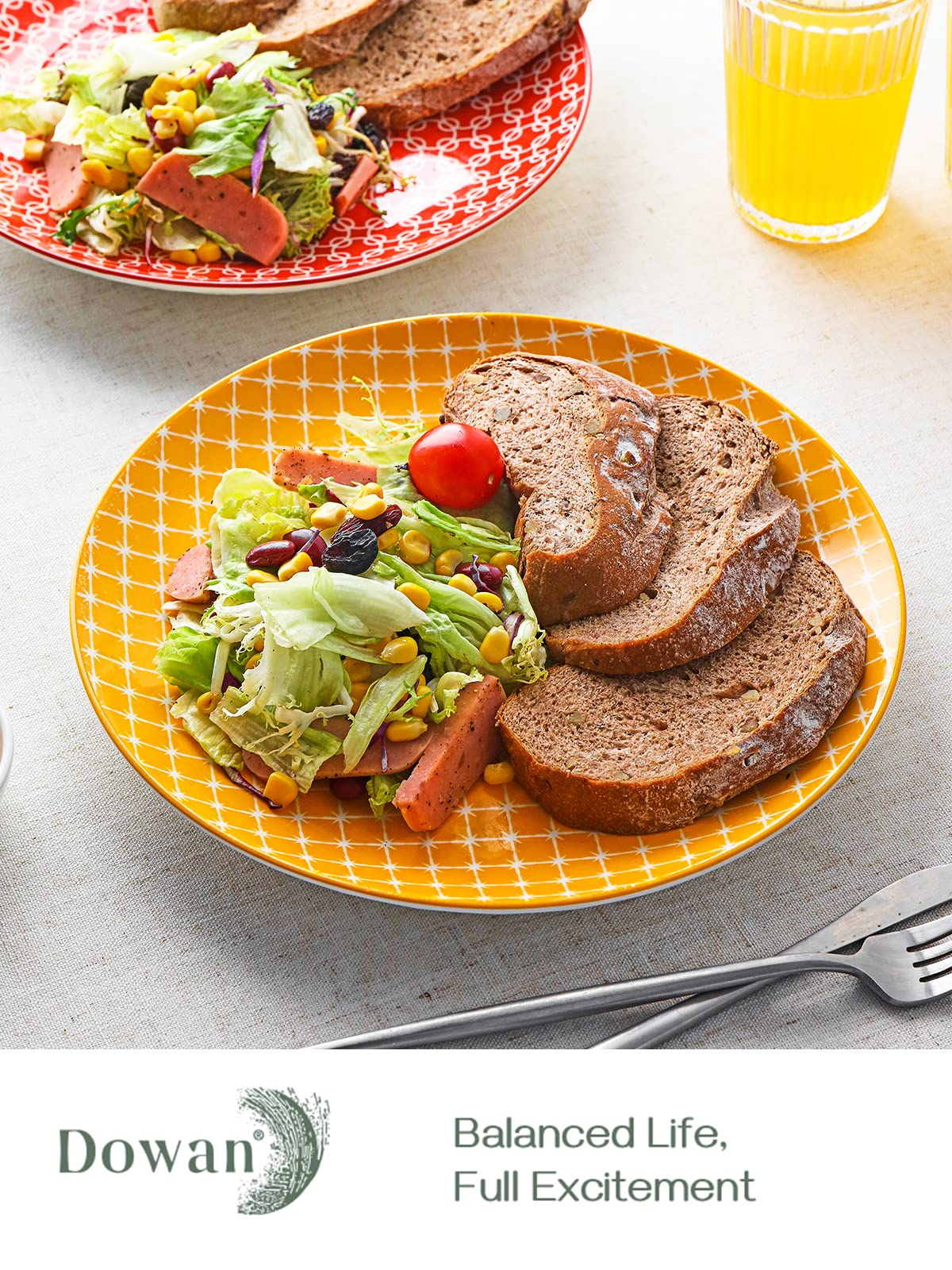 DOWAN 26.7cm Ceramic Dinner Plates | Set of 6 Colorful Porcelain Dishes