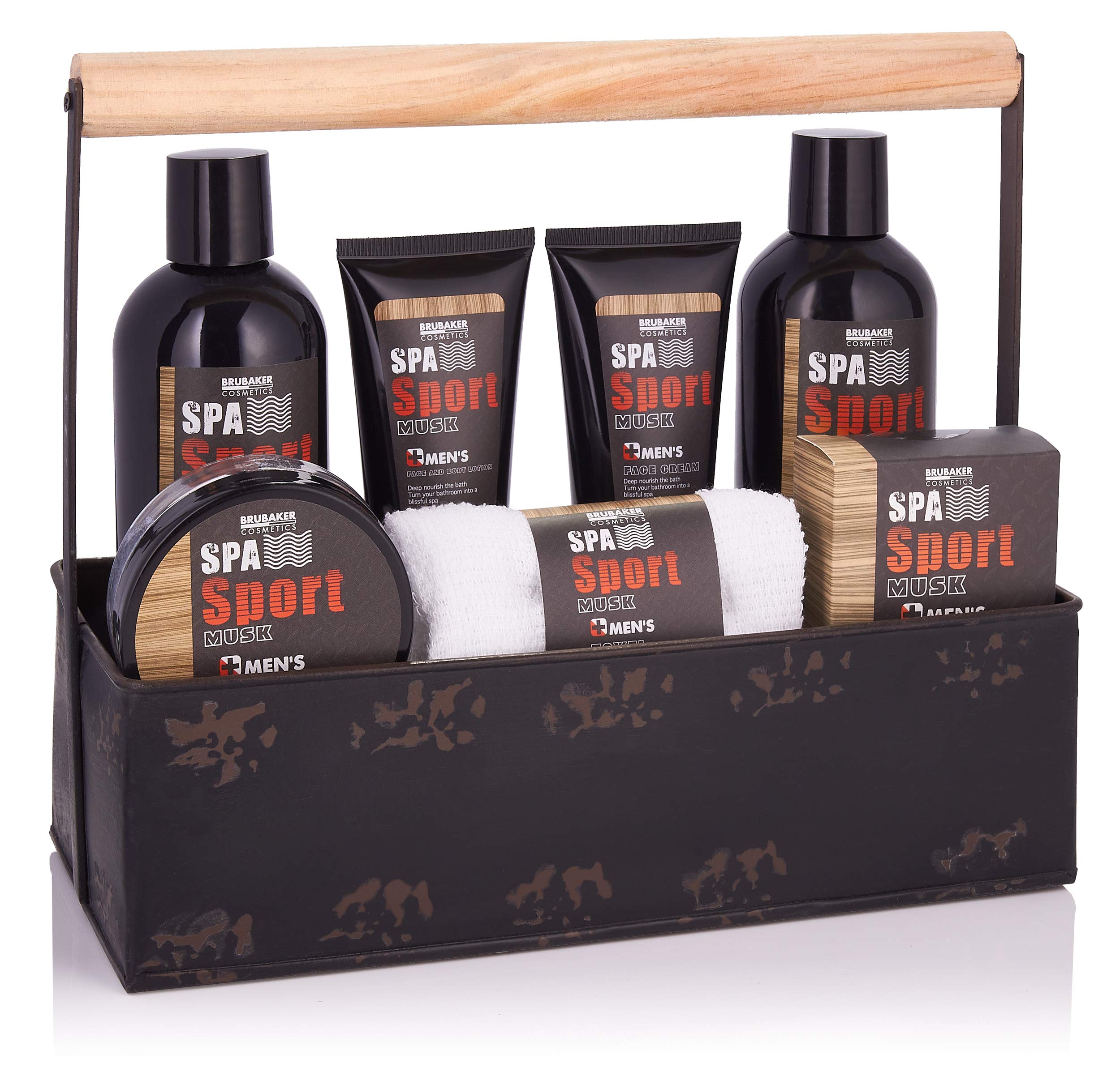BRUBAKER Men's 8-Piece Musk Spa & Skincare Gift Set in Vintage Toolbox