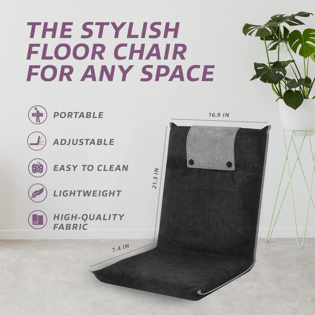 bonVIVO EASY II Folding Floor Chair – Portable Meditation Lounge Seat