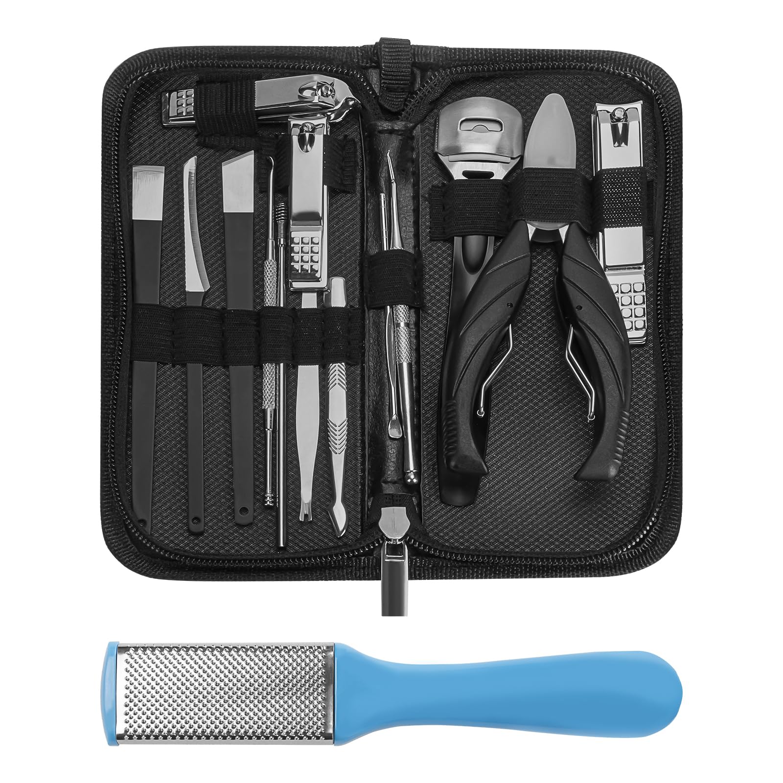 Adorila 16-Piece Stainless Steel Manicure Kit | Travel Pedicure Set