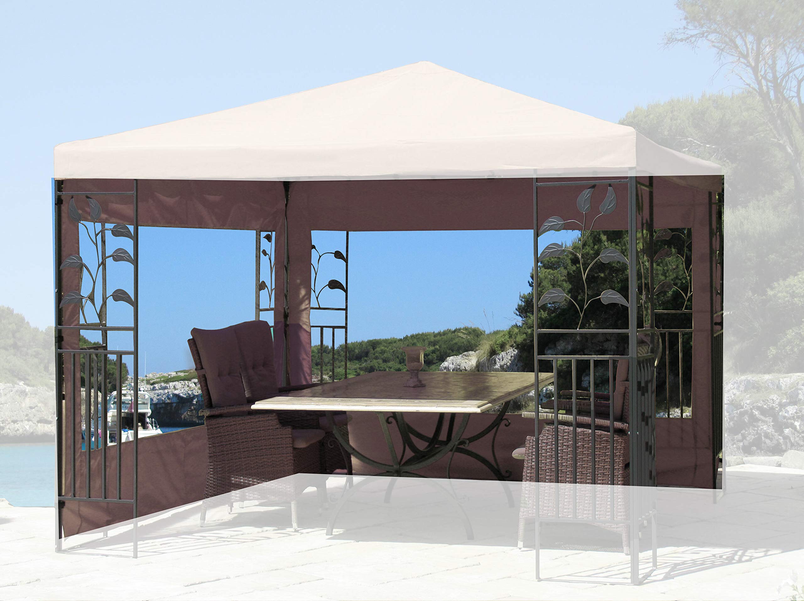 Quick-Star Gazebo Side Panels with PE Window, 3x3m, Sand - 2 Pack