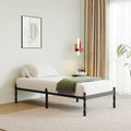 QFtime Single Metal Bed Frame with Underbed Storage and Steel Slats