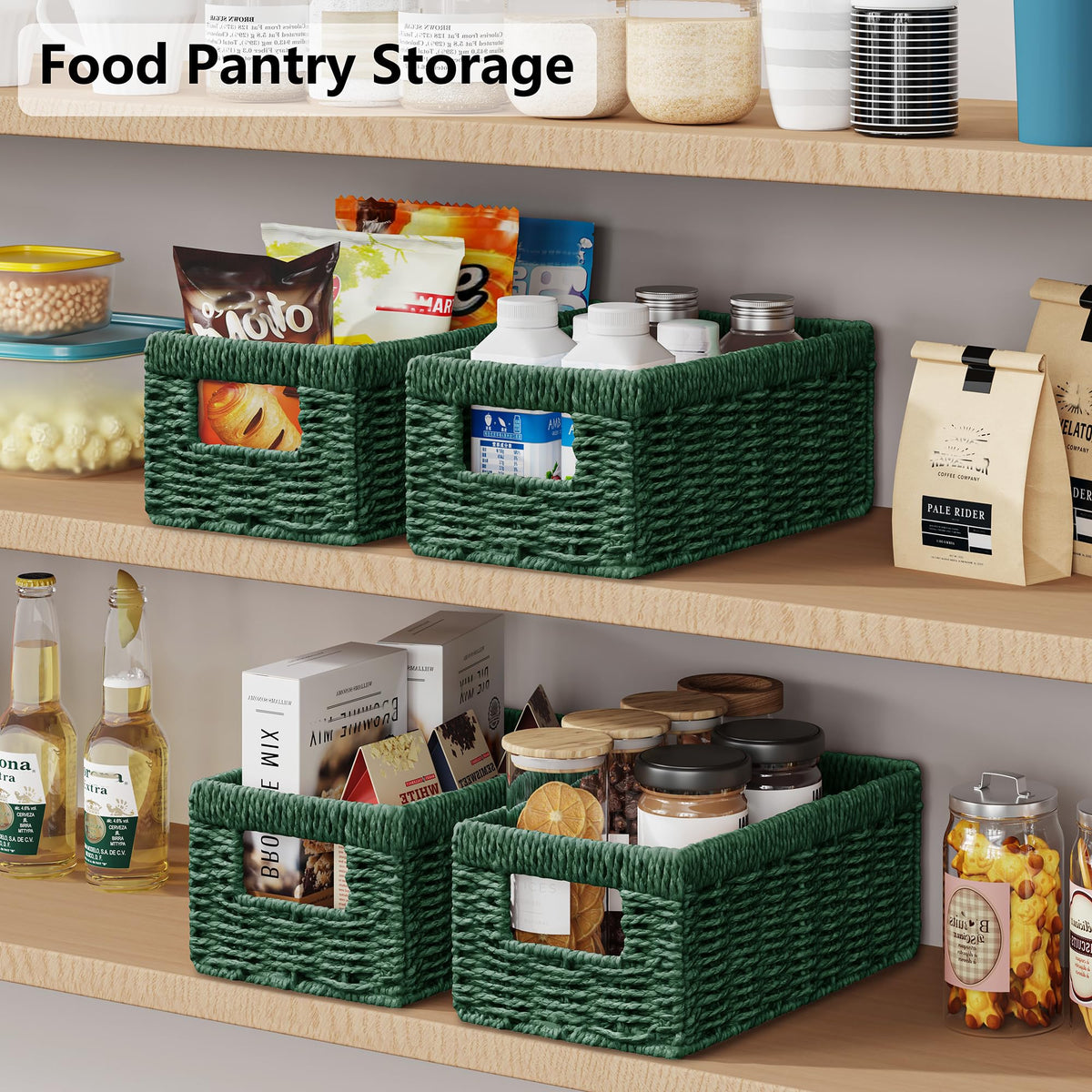 Vagusicc Wicker Storage Basket, Foldable Storage Cubes Organizer Bins, Handwoven Storage Baskets for Shelves Closet Office Bathroom - image 5