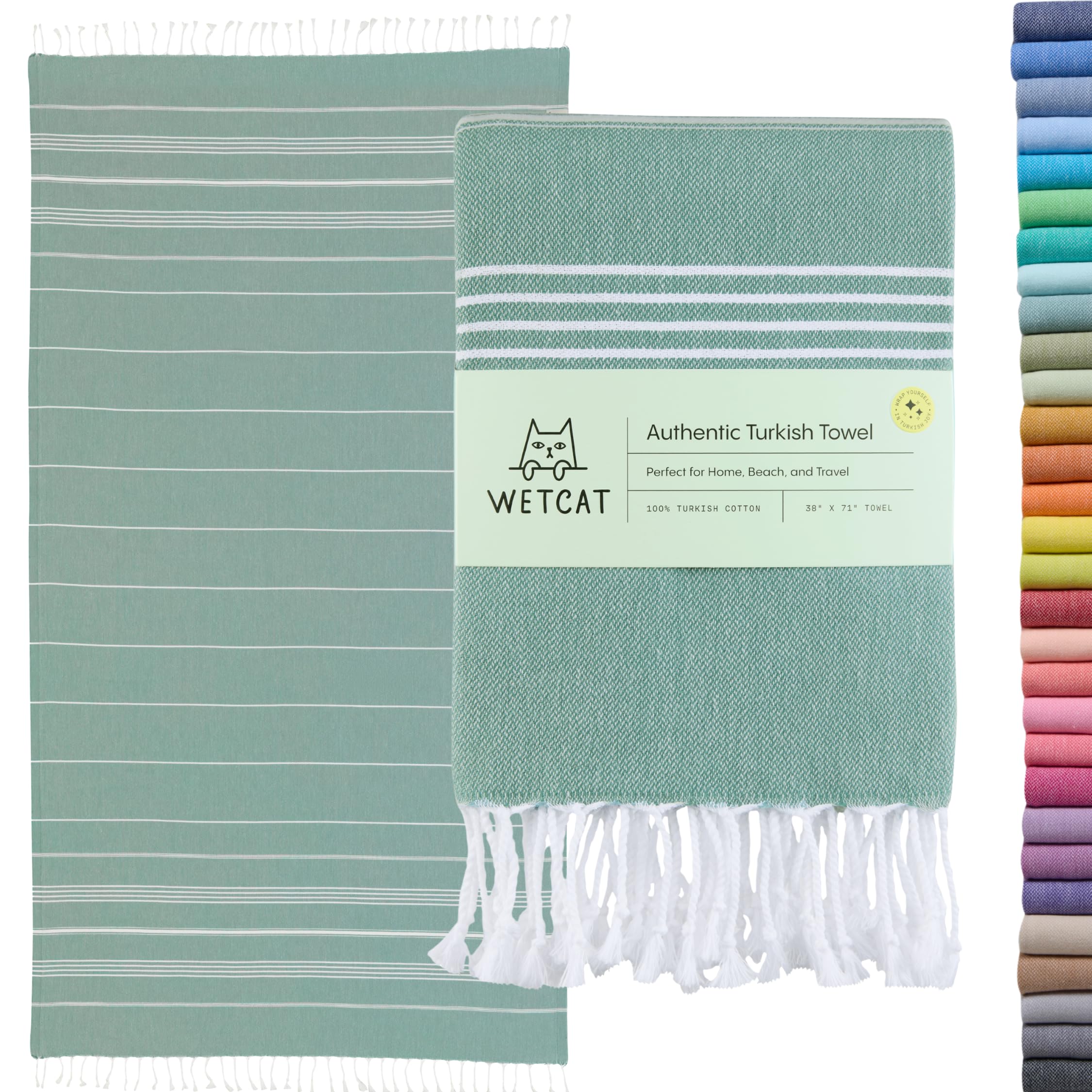 Wetcat Turkish Beach Towel – 100% Cotton Sand Free Quick Dry Travel Towel