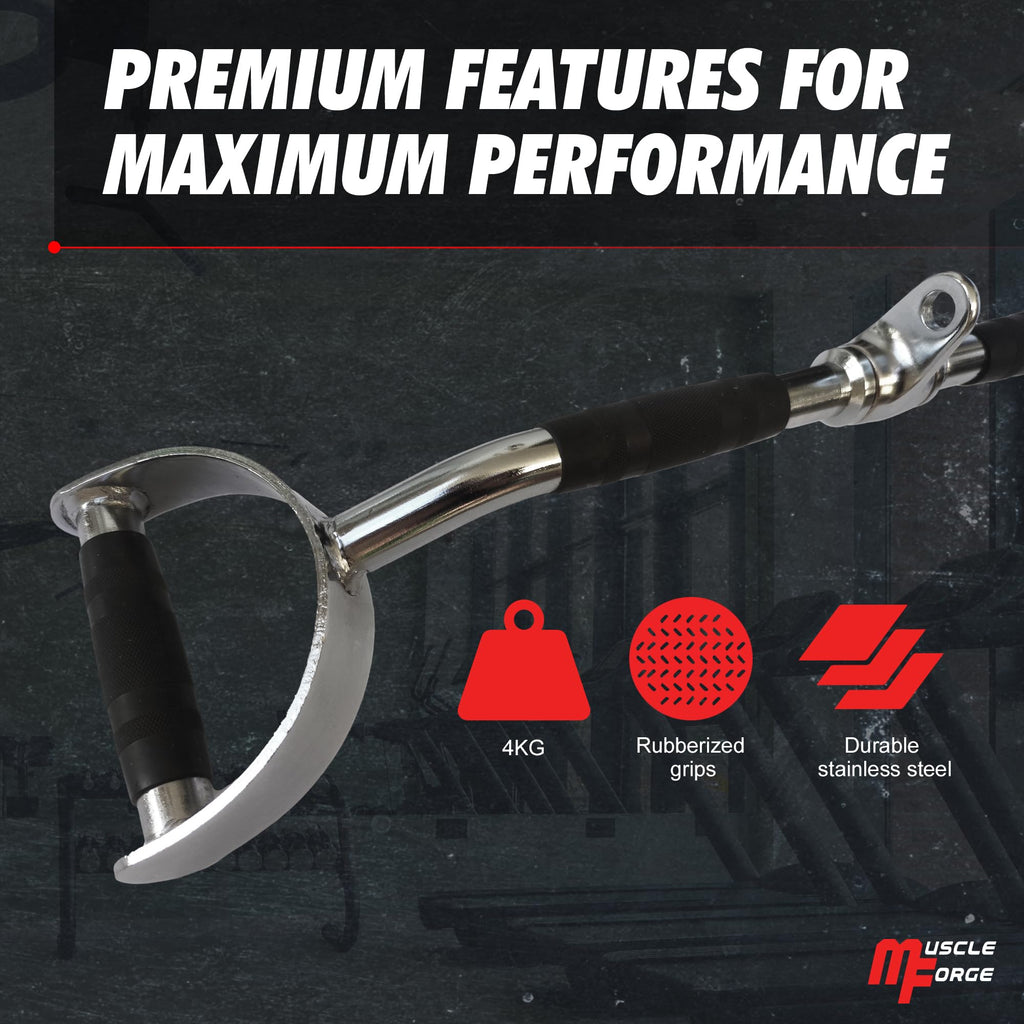 MuscleForge Lat Pull Hammer Bar – 70cm Stainless Steel Cable Attachment