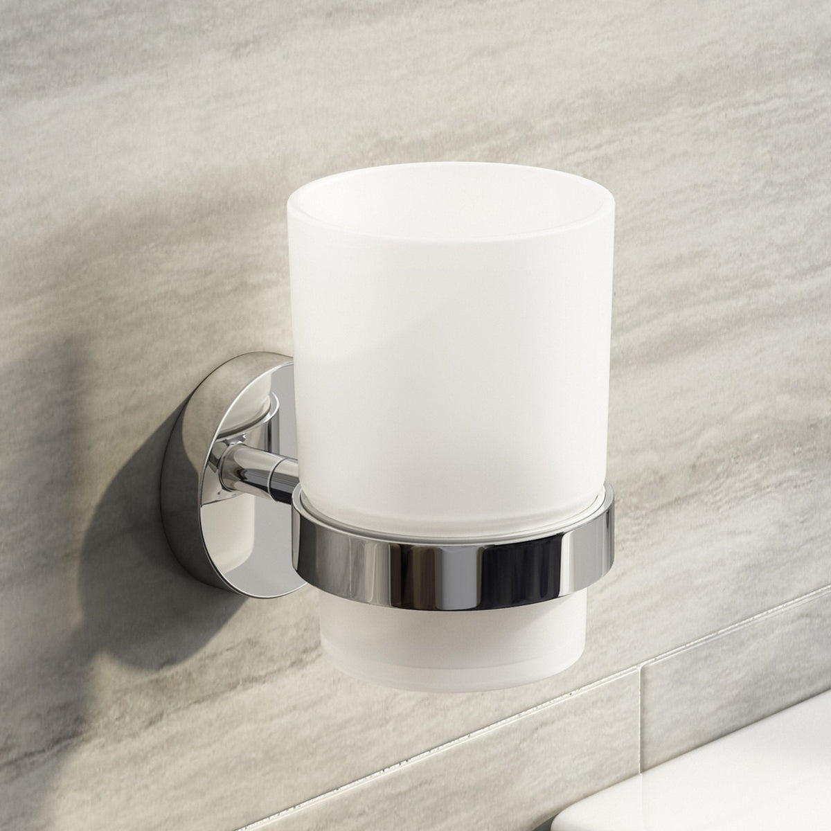 iBathUK Modern Chrome Toothbrush Holder Wall Mounted Tumbler Bathroom Accessory ACC107