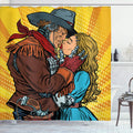 ABAKUHAUS Steampunk Western Shower Curtain | Fabric Robot Decor