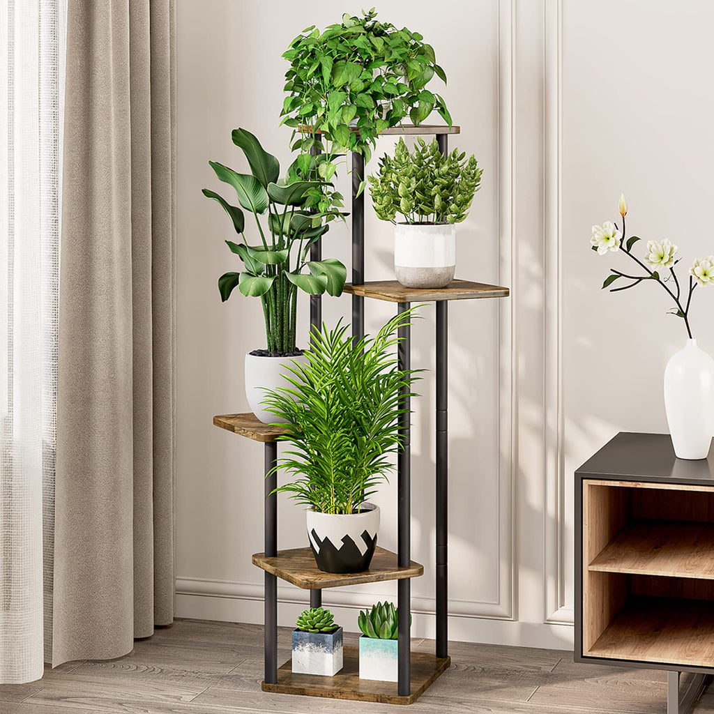 AZERPIAN 5-Tier Metal Plant Stand | Tall Corner Flower Shelf for Indoor