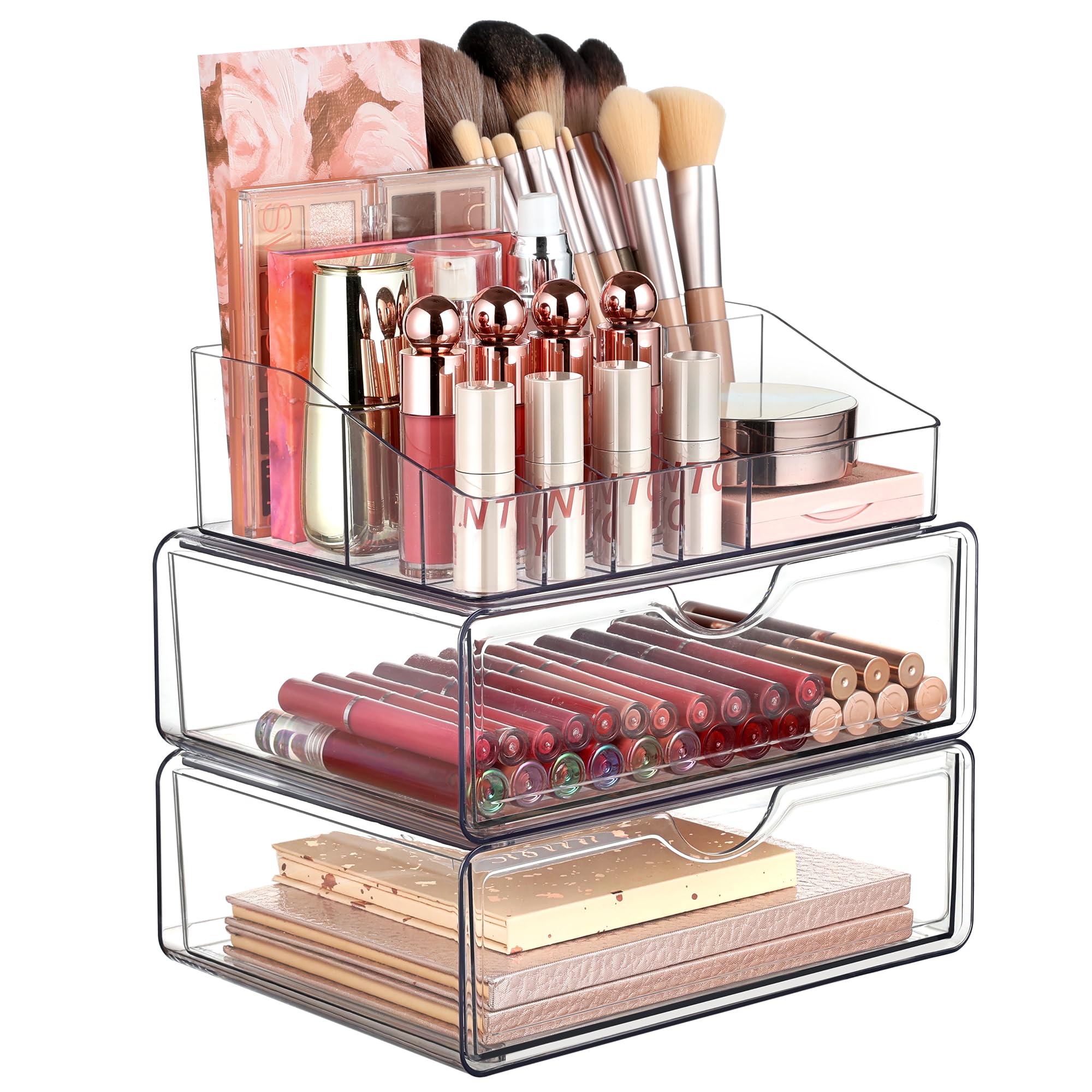 Vtopmart 3-Tier Clear Makeup Organizer with Drawer | Cosmetic Storage